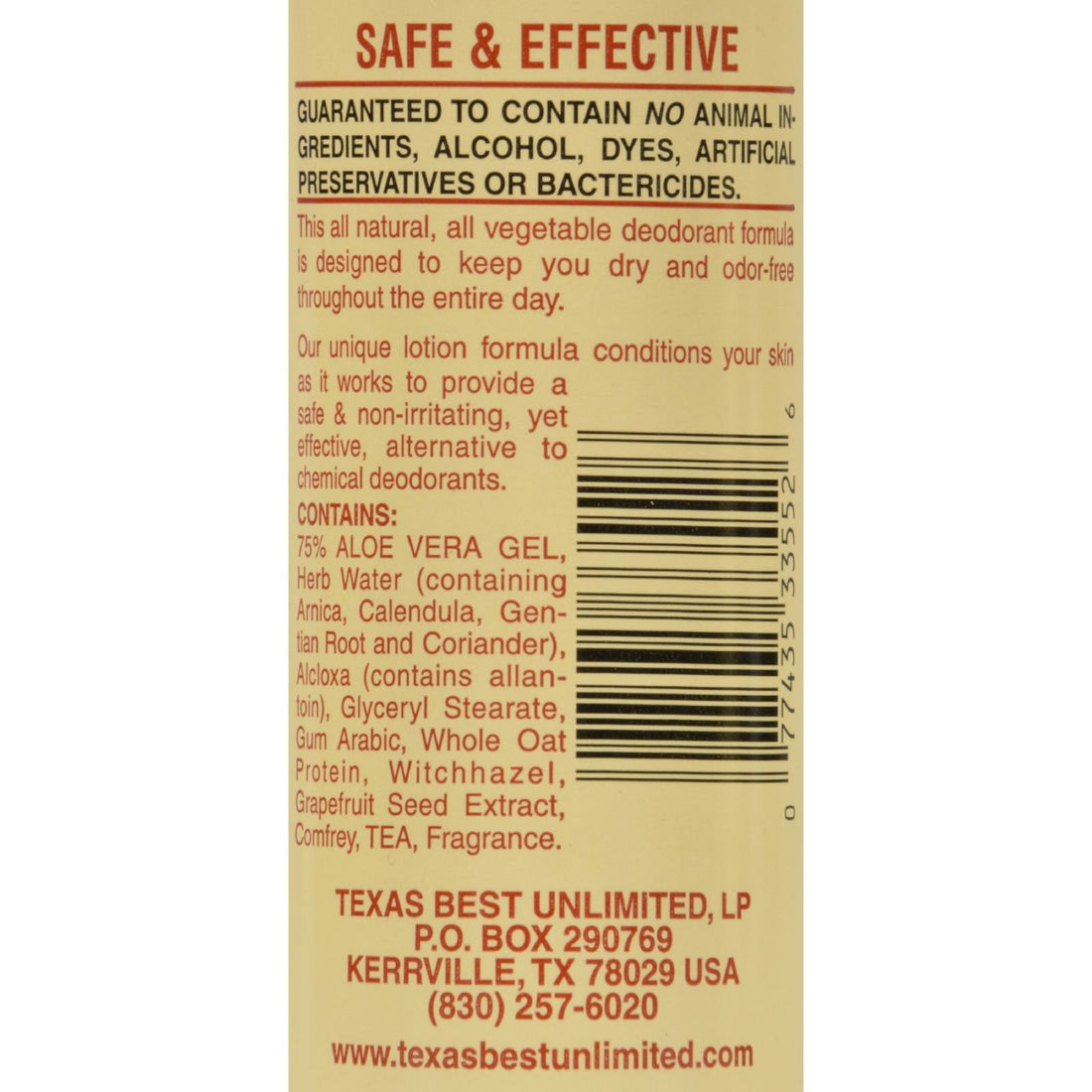 All Natural Roll-On Deodorant Aloe & Almonds 3 fl Ounce (89 ml) Liquid