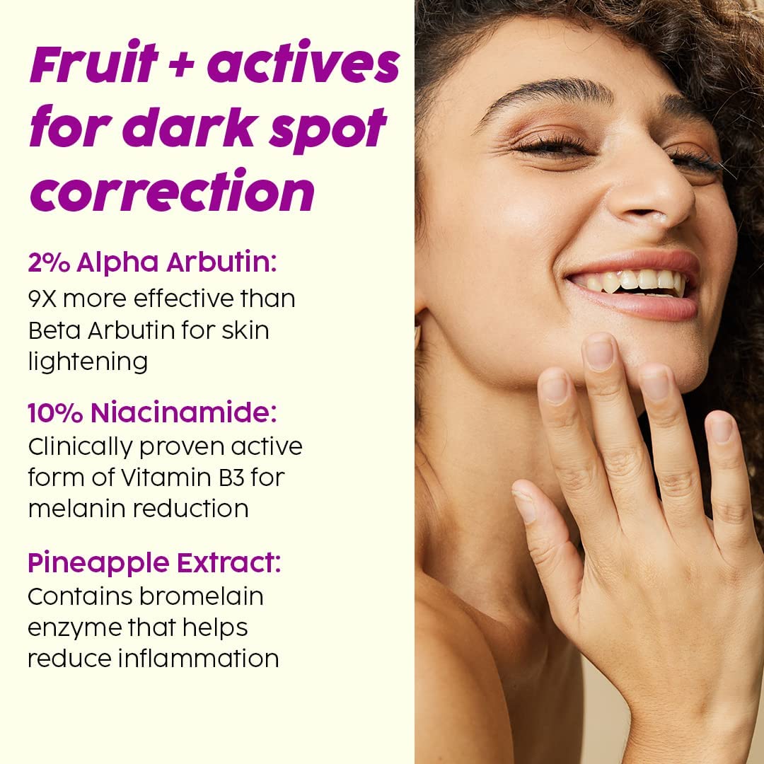 Sheltr 2% Alpha Arbutin Pineapple De-Pigmentation Dewy Face Serum for Pigmentation & Dark Spots Removal for Unisex with 10% Niacinamide, 5% PHA for All Skin, 30ml (Pack of 1)