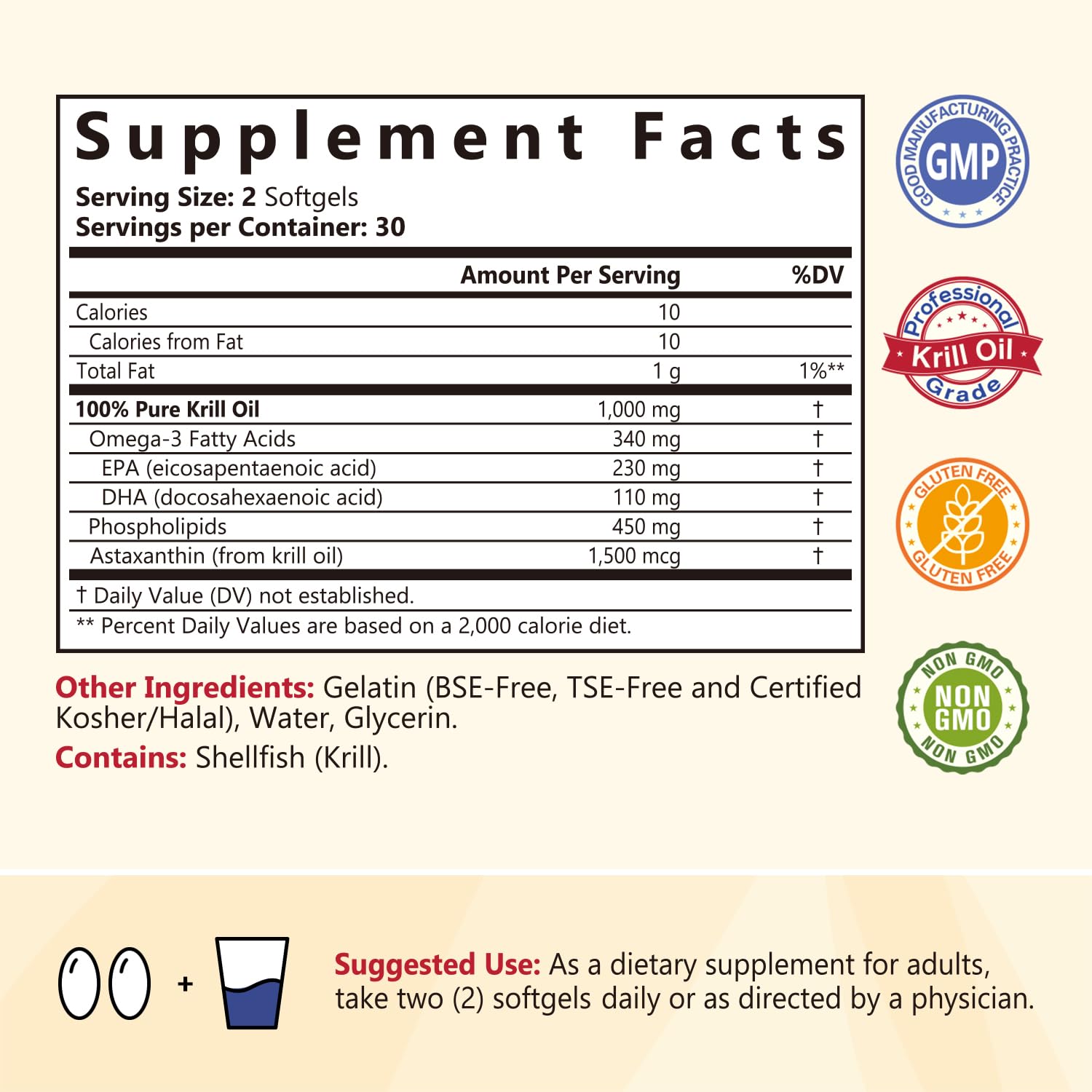 NatureMyst Antarctic Krill Oil 1000 mg Softgels, Krill Oil Omega-3s, EPA, DHA, Astaxanthin & Phospholipids, Joint, Heart Health, 60 Softgels, Non-GMO, No Gluten, Made in The USA