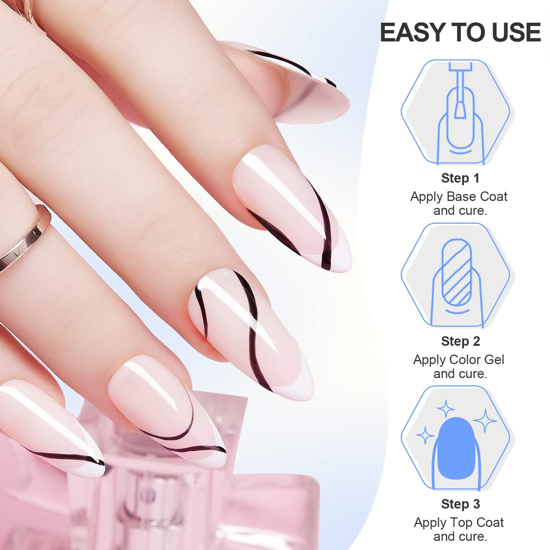 Makartt Black White Nail Gel Polish Kit, 2 Pcs Black White Colors Gel Polish Noir & Blanc Set Soak Off LED Nail Gel Polish Nail Art Manicure Salon DIY at Home