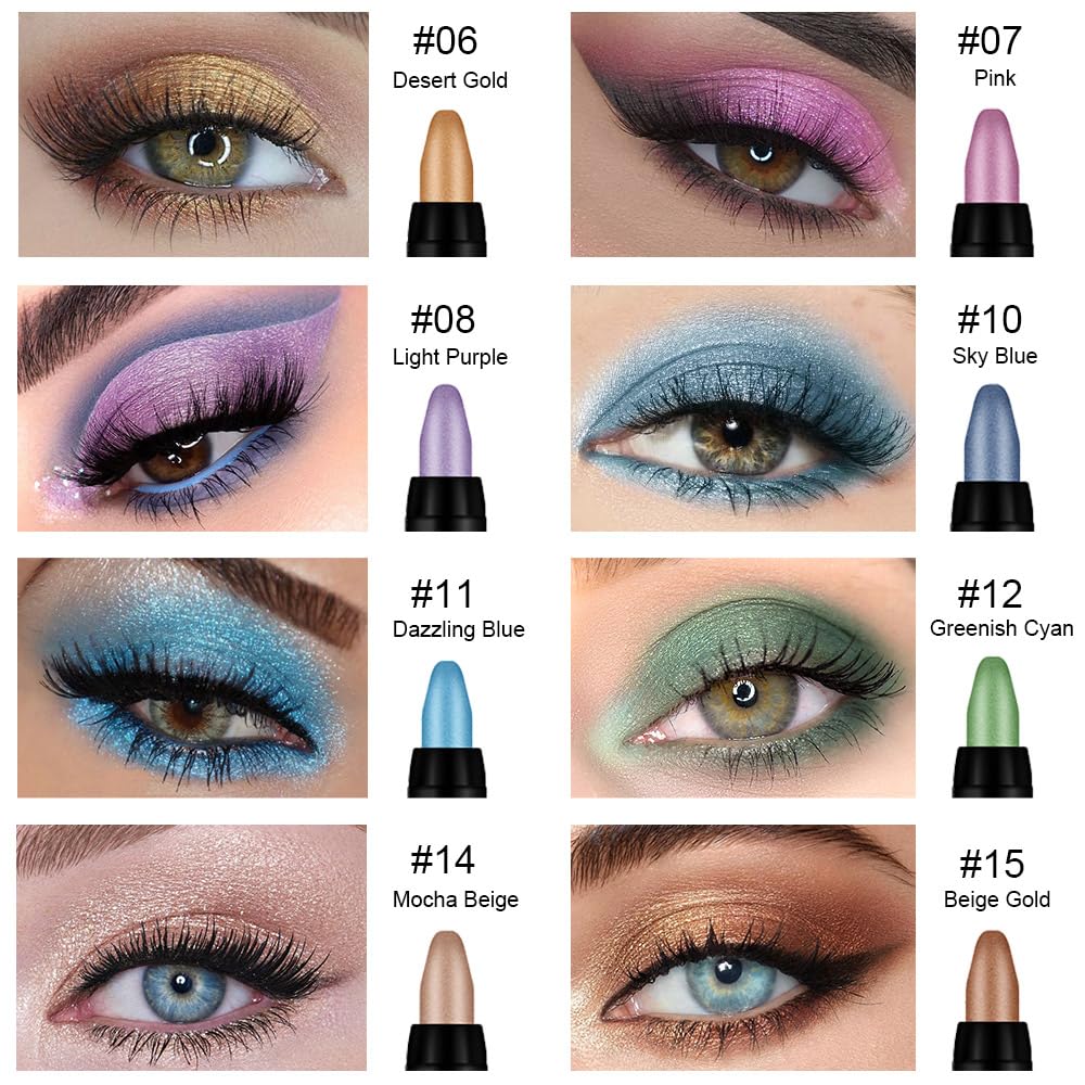 Kaely 8Pcs Cream Eyeshadow Stick Set for Older Women, Desert Mocha Beige Gold Light Purple Pink Sky Dazzling Blue Geen, Matte Shimmer Eyeliner Eye Shadow Sticks Palette Makeup, sombras para ojos