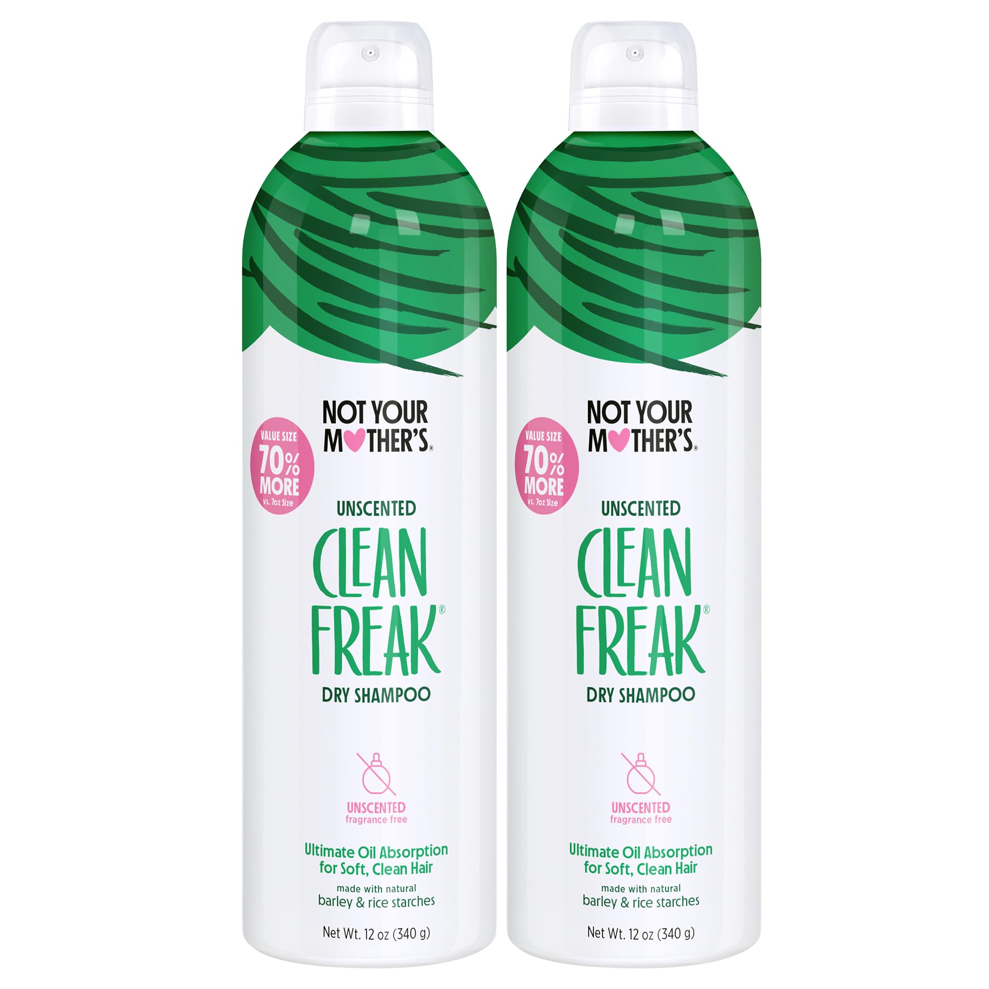Not Your Mother's Clean Freak Unscented Dry Shampoo (2-Pack) - 12 oz - Refreshing Dry Shampoo - Instantly Absorbs Oil and Odor for Refreshed Hair