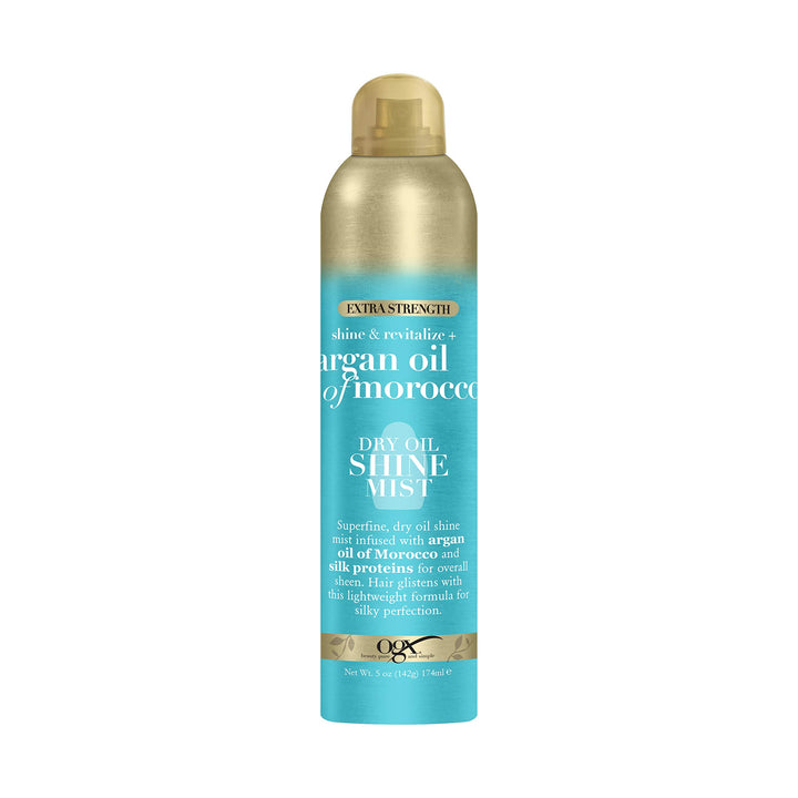 OGX Revitalize + Argan Shine Extra Strength Dry Oil Conditioning Mist with Argan Oil & Silk Proteins, Light Nourishing Hair Treatment to Soften Hair & Add Luminous Shine, 5 Ounce
