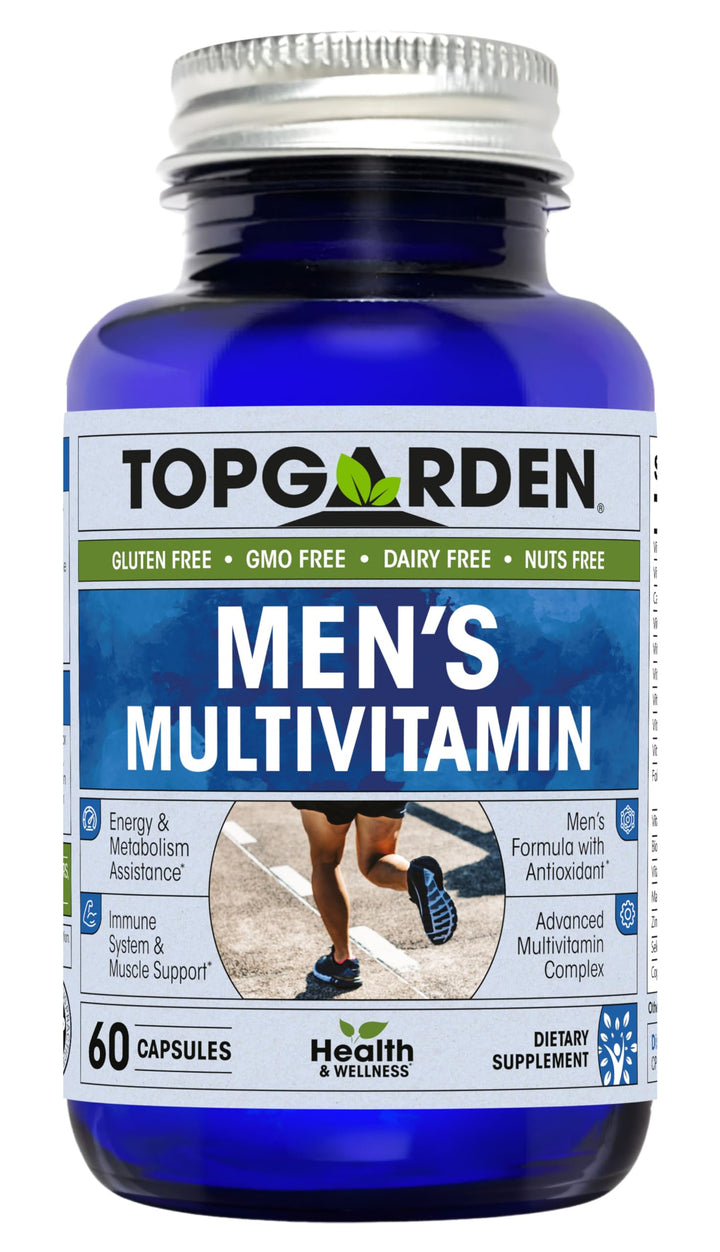 TOPGARDEN Men's Multivitamin - Essential Multivitamins & Multiminerals Supplement A, C, D, E & B12, with Zinc, Calcium, Magnesium & More for Men's Wellness Support. Boost Your Body and Mind!