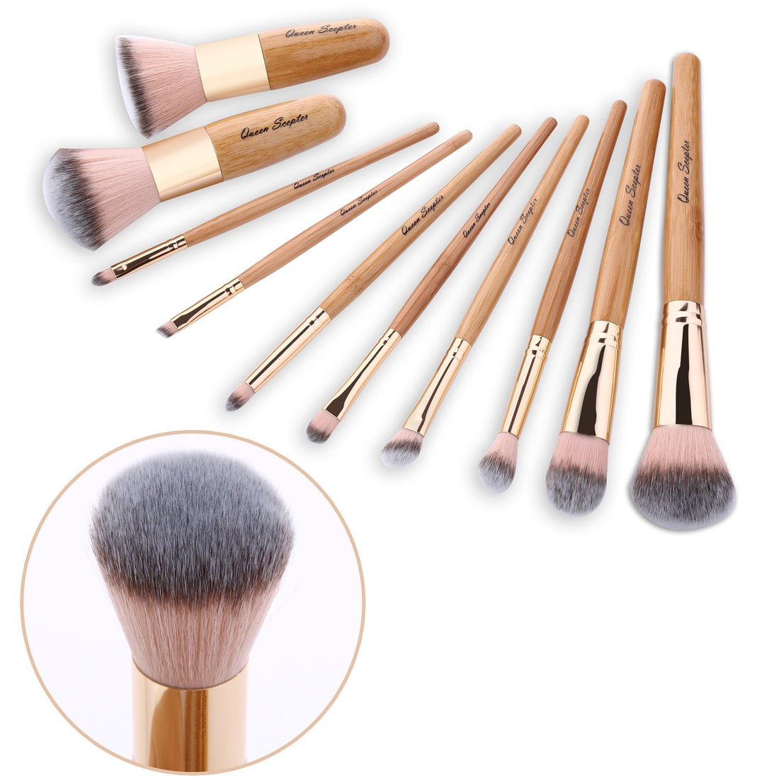 10 Pcs Makeup Brush Set Professional Bamboo Handle Make up Brush Foundation Powder Eyebrow Eyeshadow Concealer Lip Brushes Kits Cosmetic Tools With Colorful Artificial Leather Bag