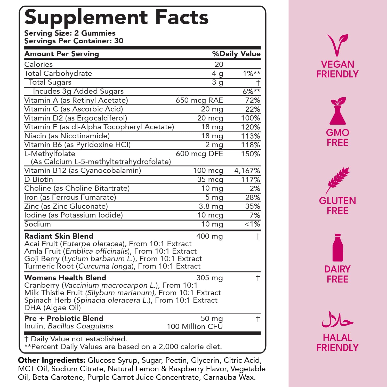 Sakoon nutrition Halal Women's Full Spectrum Multivitamin Gummies with Probiotics & Prebiotics – Complete Daily Wellness Support, Immune & Digestive Health – Vegan, Non-GMO, Delicious Fruit Flavor!