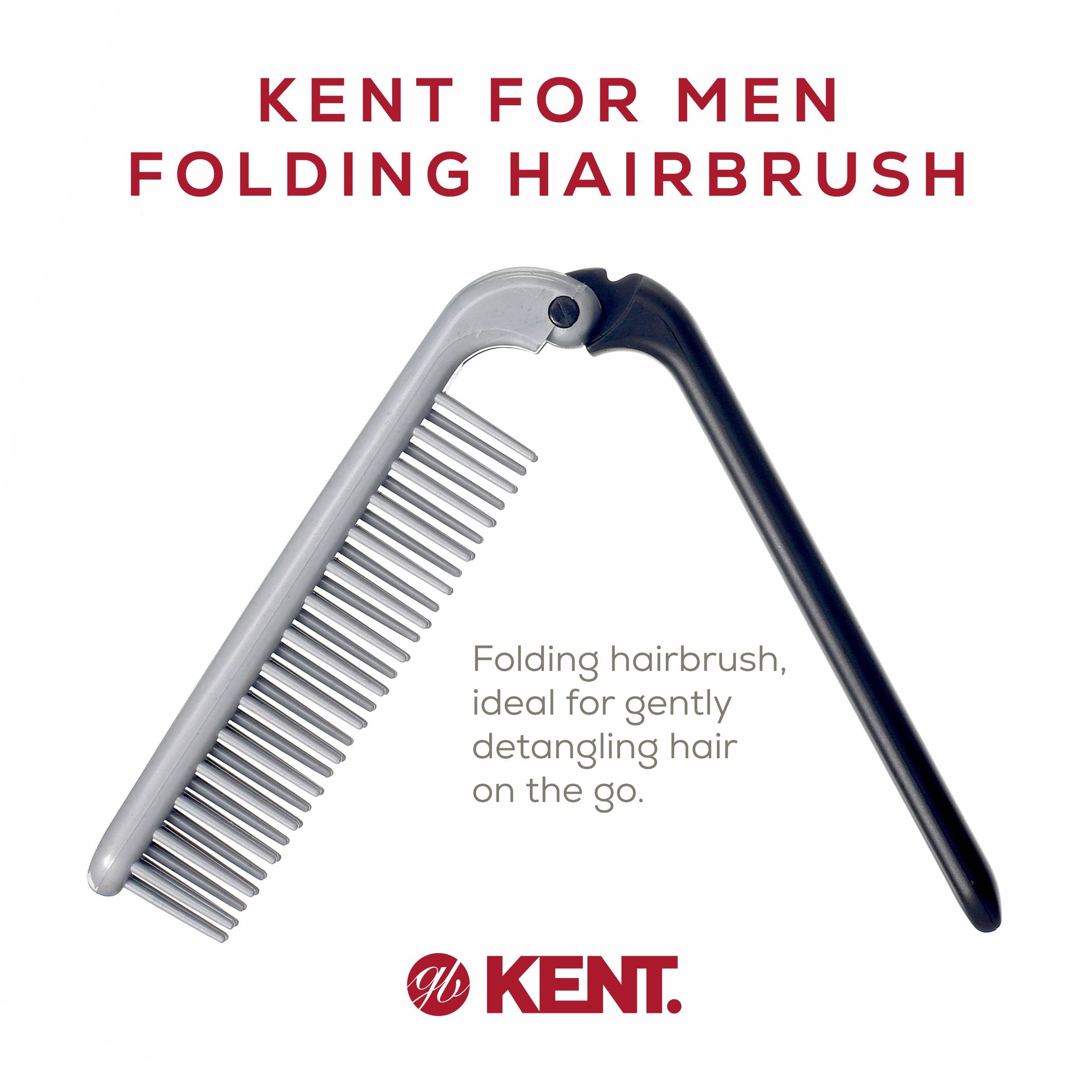 Kent KFM4 Anti-Static Hair Brush for Men - Folding Mini Hairbrush for Frizz-Free Styling and Daily Grooming, Made in England