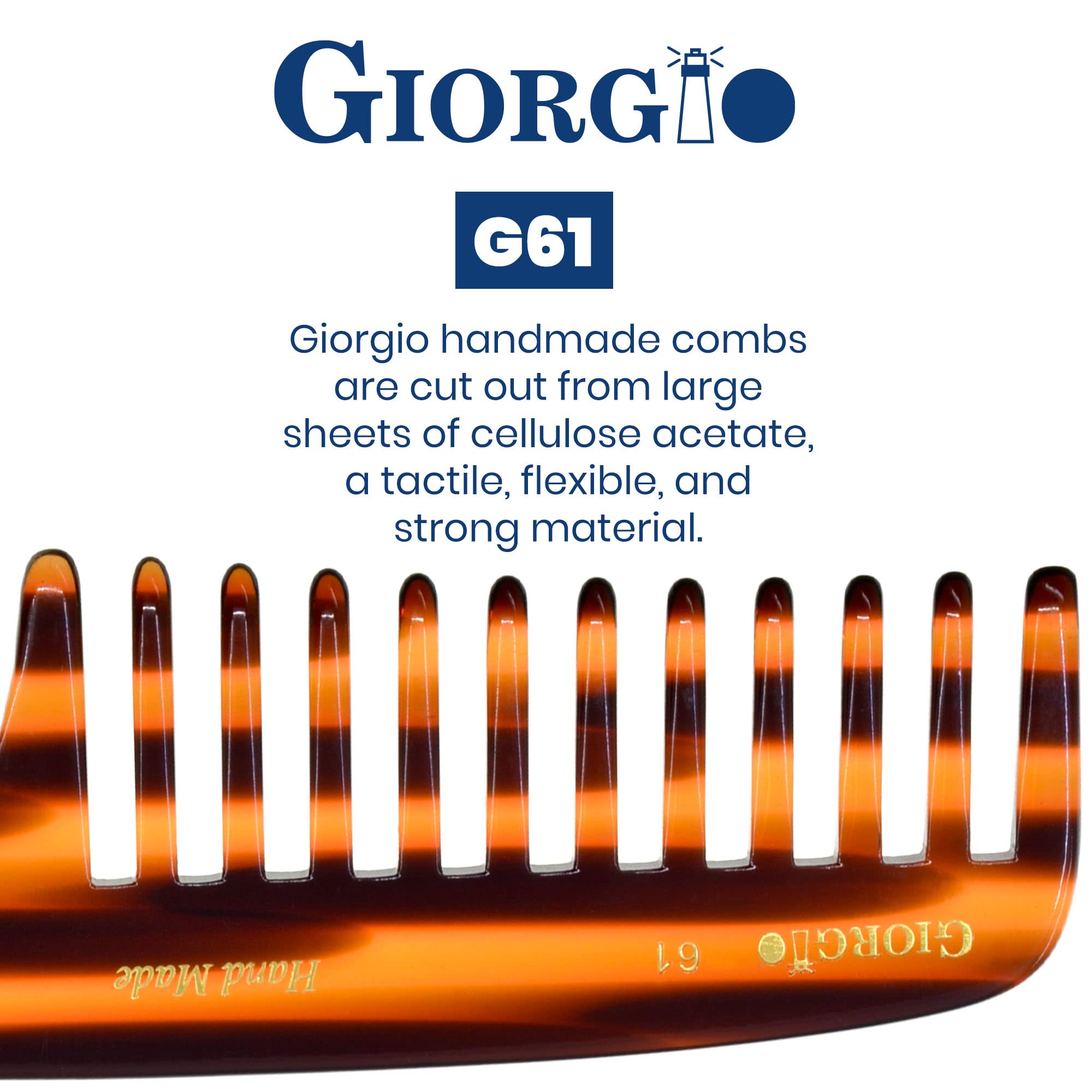 Giorgio Hand Made Flexible Comb 7 Long (Tortoise G61) by GWL