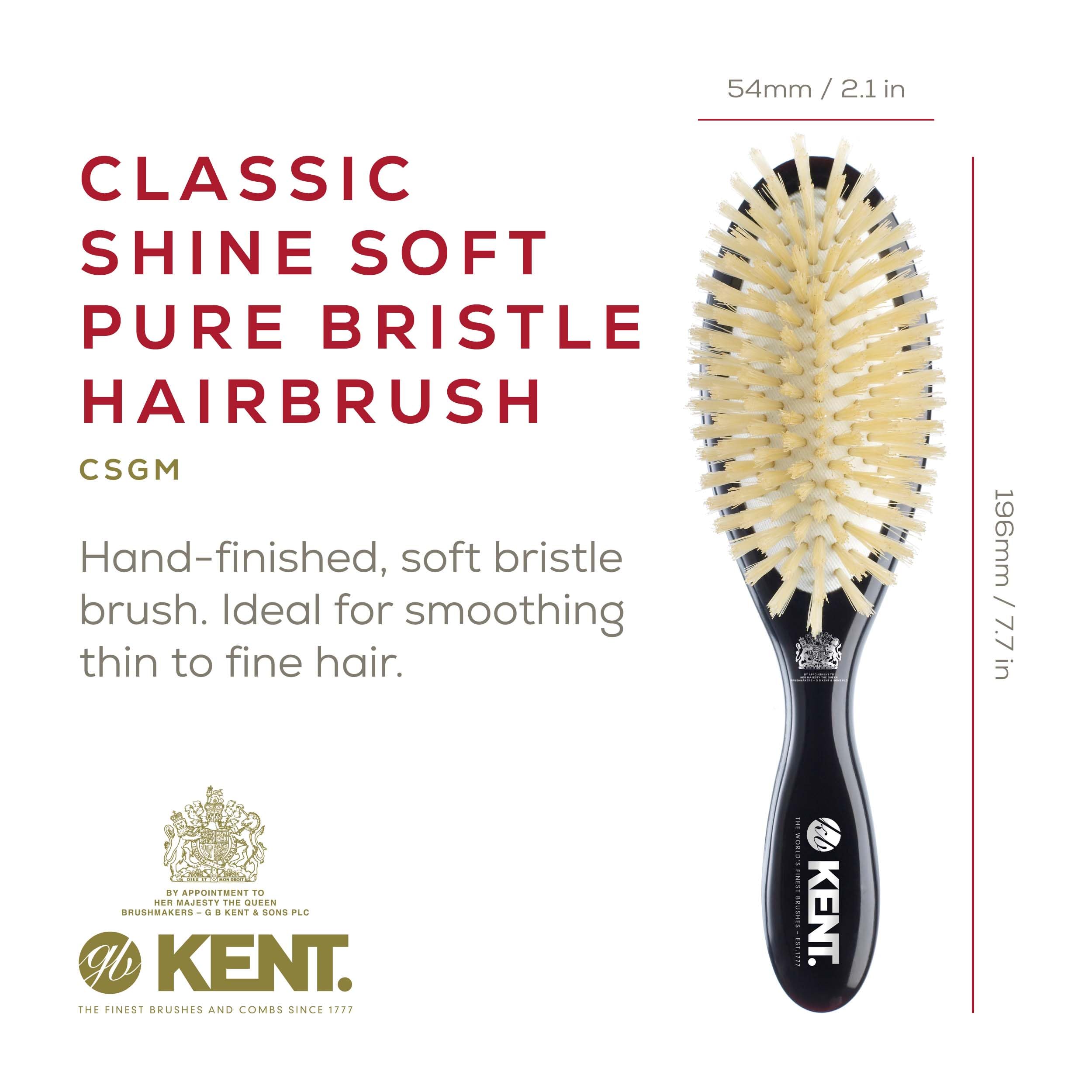 Kent Brushes Oval Cushion Hairbrush, White CSGM, Medium, 6 Ounce