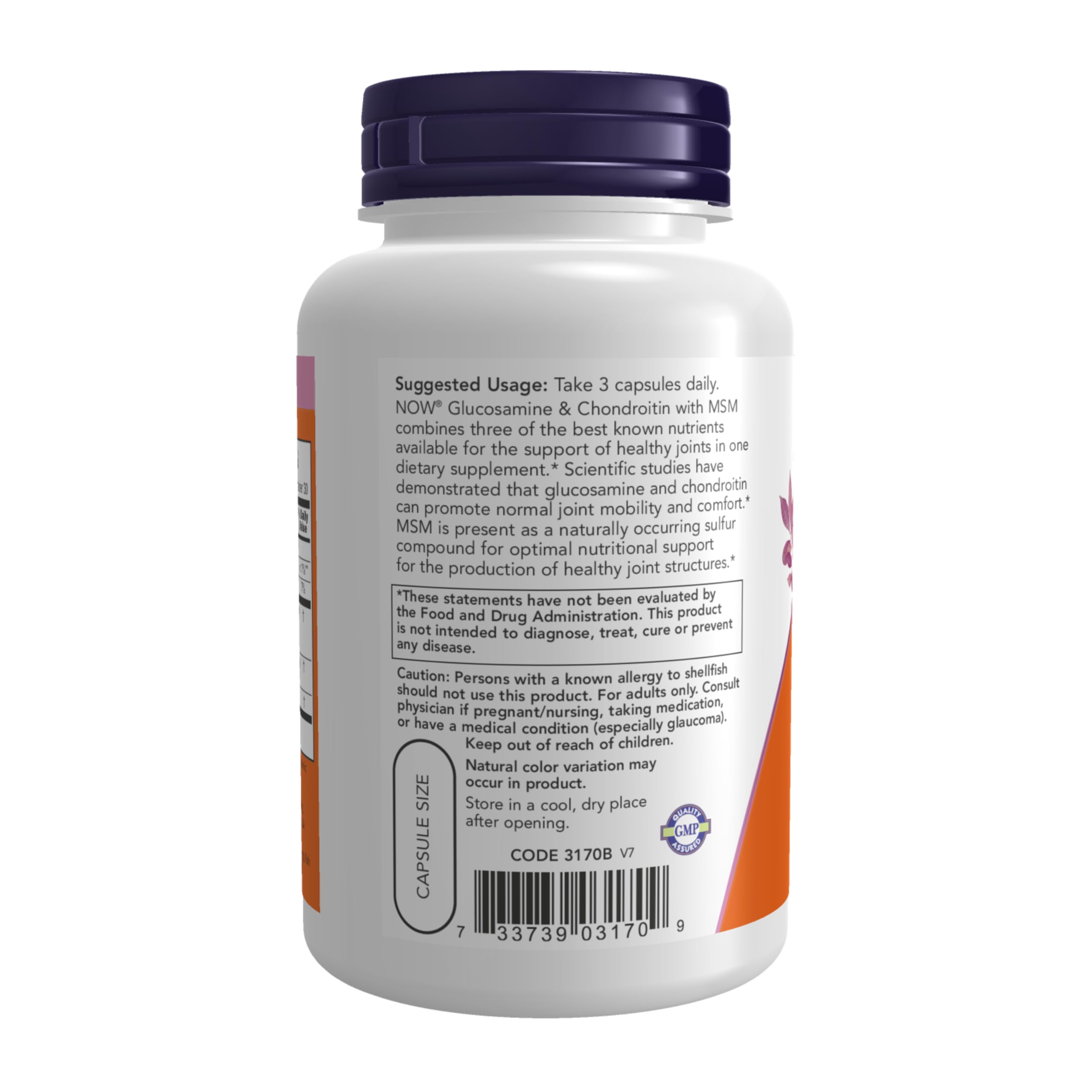NOW Foods Supplements, Glucosamine & Chondroitin with MSM, Joint Health, Mobility and Comfort*, 90 Veg Capsules
