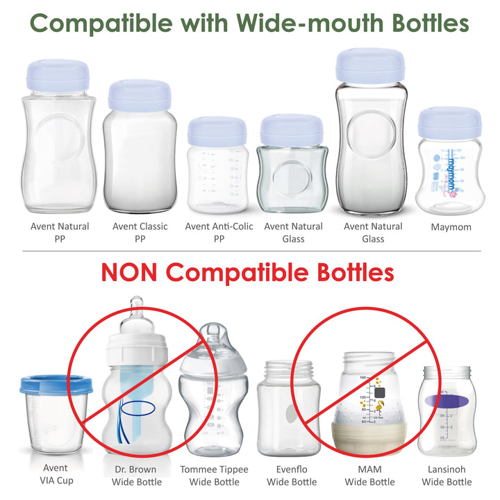 Maymom Travel Bottle Caps Compatible with Avent Bottle; Cap Replace Avent Natural Bottle Screw Ring n Sealing Disc; Fit Avent Anti-Colic Polypropylene, Glass Bottle, Avent PP, Bottle Lids Replacement