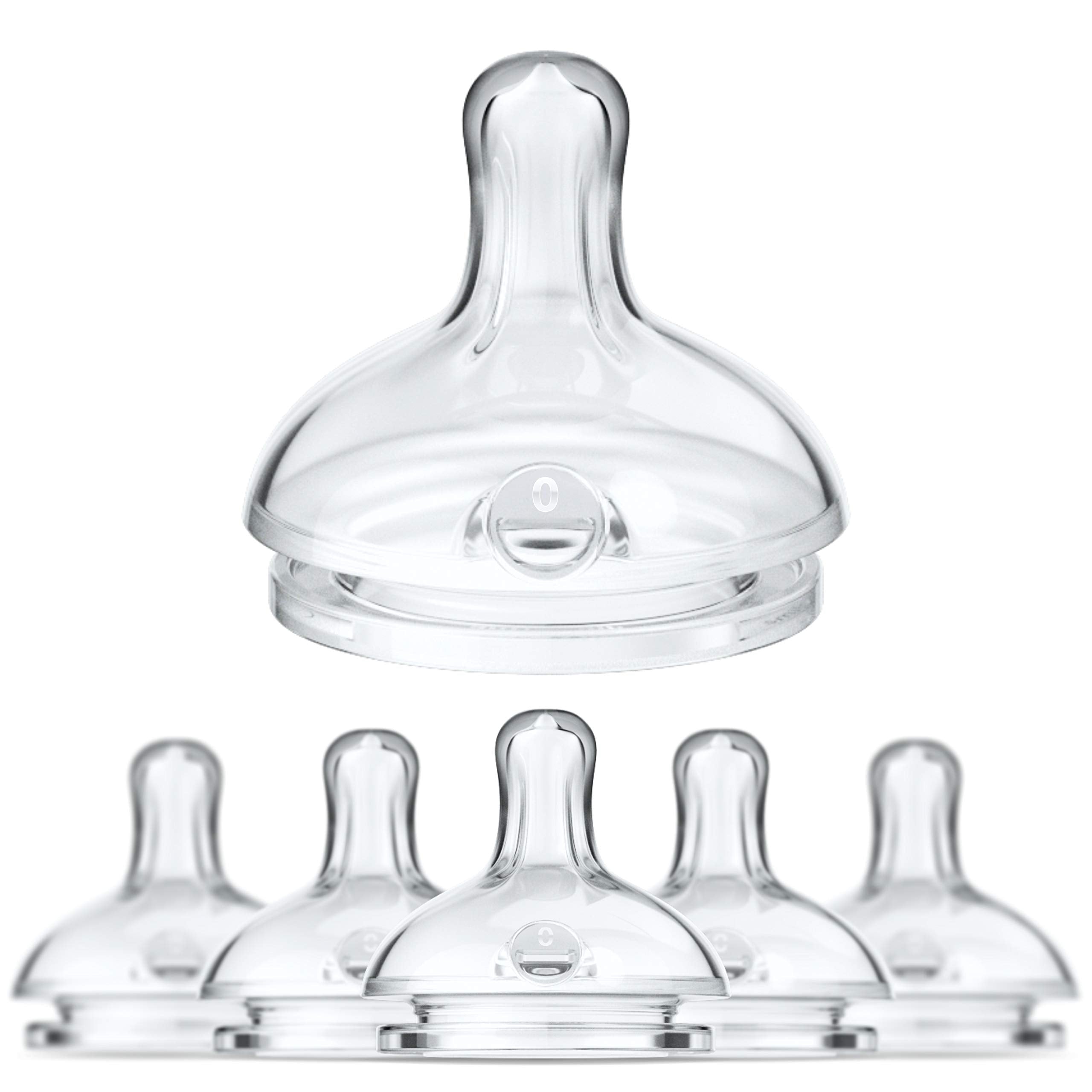 Smilo Anti-Colic Bottle Nipple, Newborn Flow 0M+, Stage 0 Suitable from Birth to 2 Months, Smooth Flow Anti-Colic (Pack of 6)