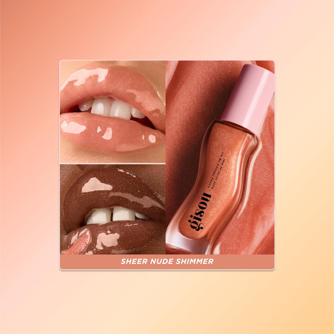 Gisou Honey Infused Hydrating Lip Oil, Nourishing Lip Moisturizer for Dry Lips, 0.27 fl oz (Glazed Plum)