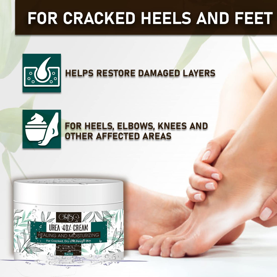 Urea Cream 40 Percent - Intensive Hydration for Dry and Cracked Heels, Feet, Hands, Elbows and Knees - Callus Remover for Women with Salicylic Acid - Helps Athletes Foot - Foot Odor - 4 oz