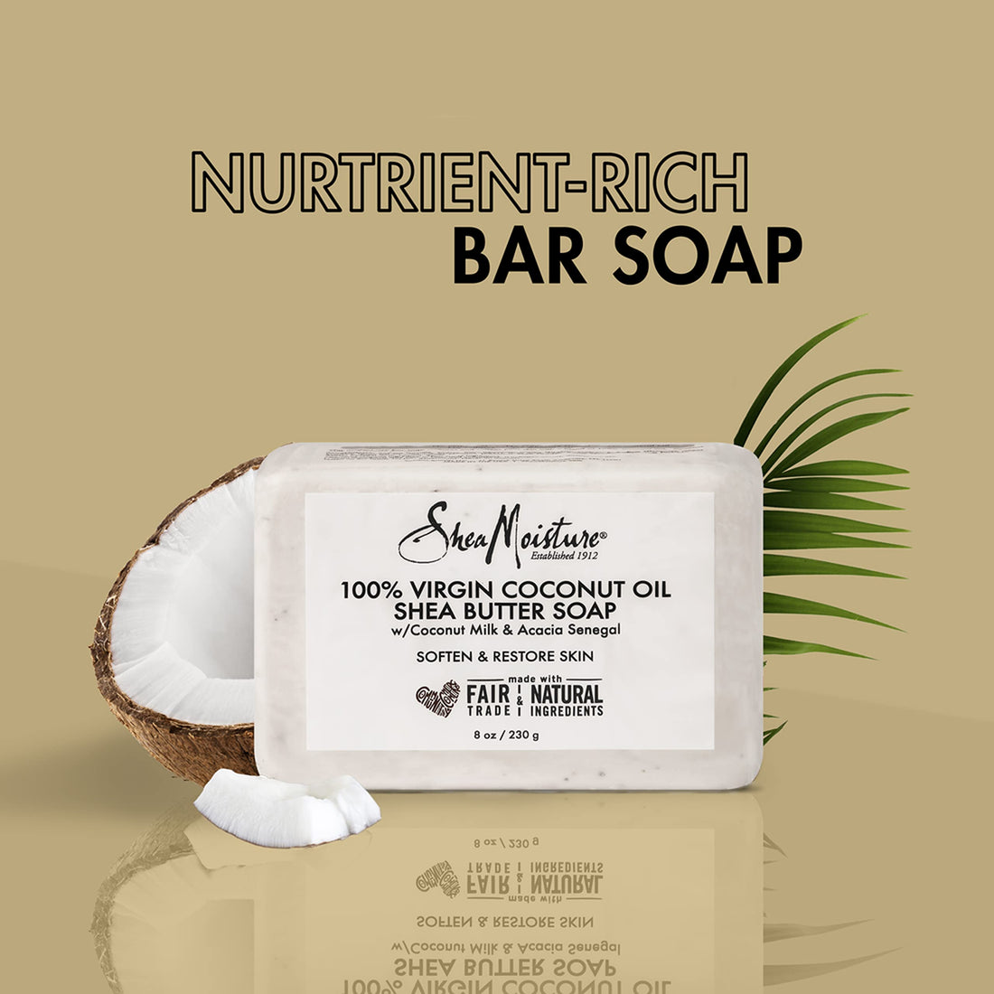 SheaMoisture Shea Butter Soap for All Skin Types 100 percent Virgin Coconut Oil Cruelty Free Skin Care 8 oz 4 Count