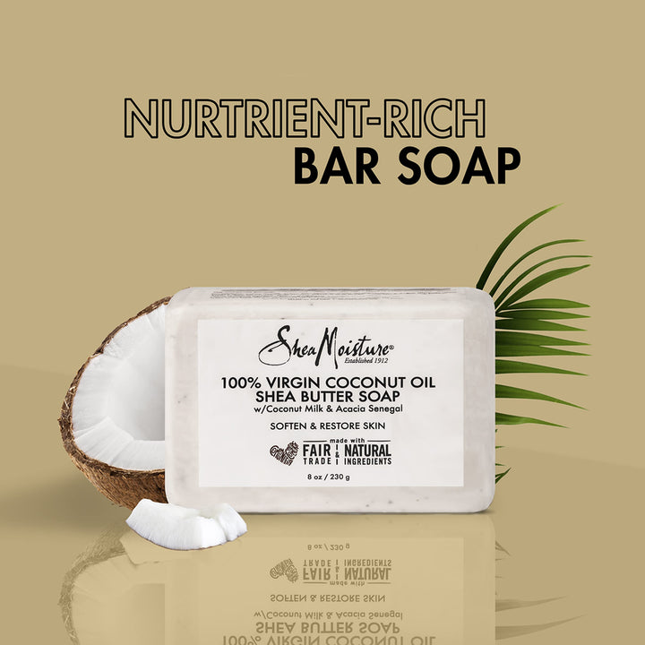 SheaMoisture Shea Butter Soap for All Skin Types 100 percent Virgin Coconut Oil Cruelty Free Skin Care 8 oz 4 Count