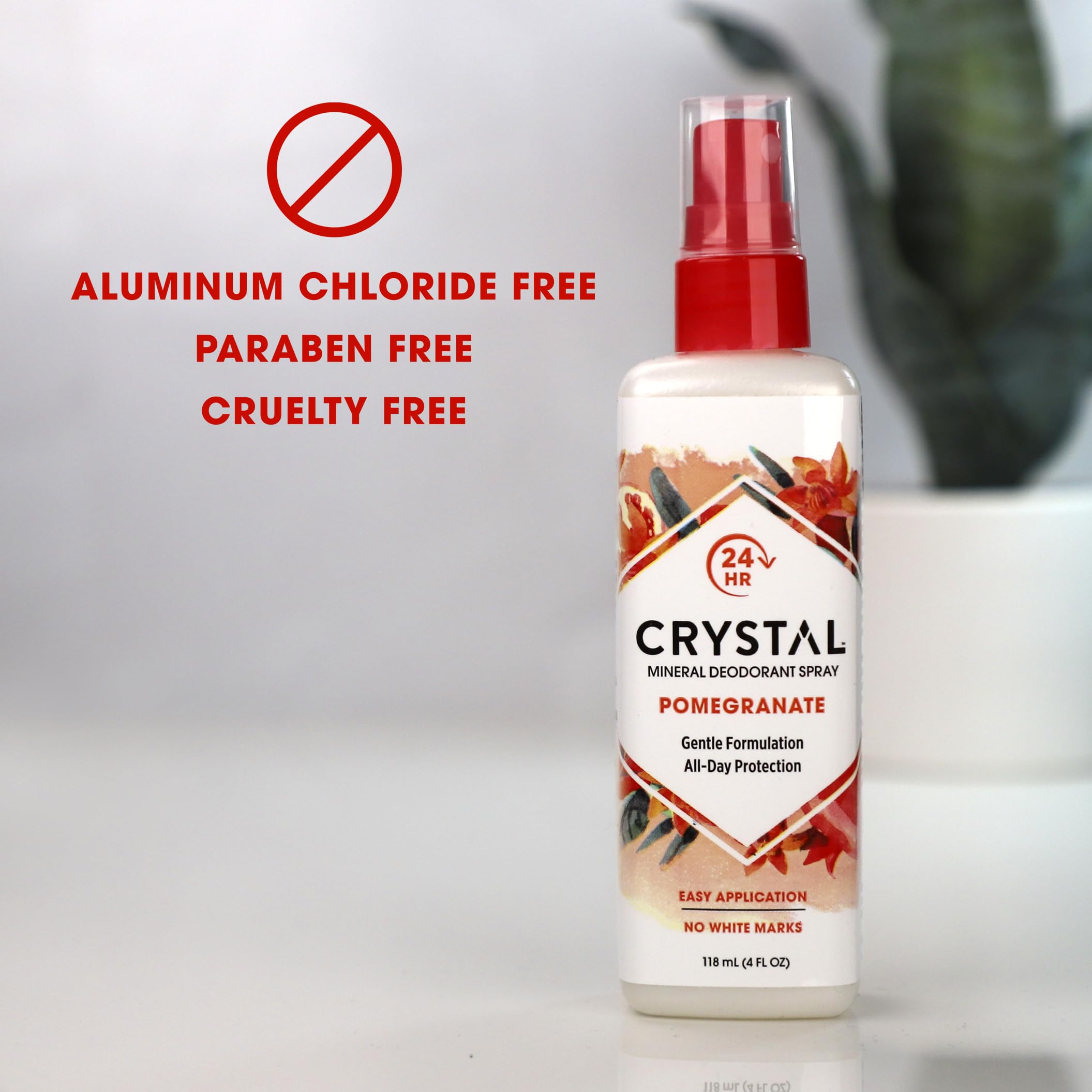 Crystal Body Deodorant Mineral Deodorant Body Spray Pomegranate 4 oz AD