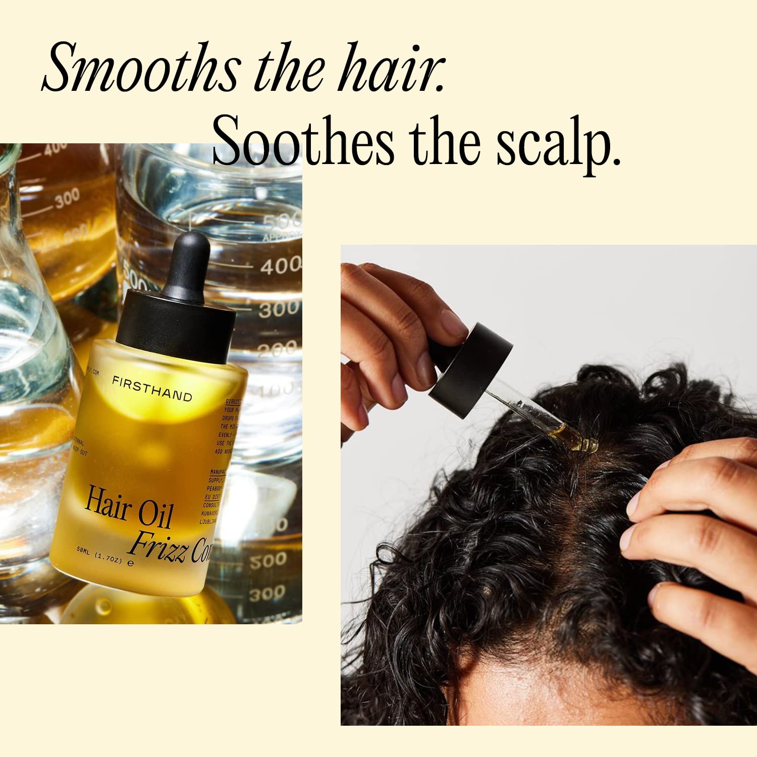 Firsthand Supply Hair Oil Frizz Control and Shine - Lightweight Oil - Clean & Non-toxic Hair Care Ingredients - With Argan Oil and Plant Based Keratin - 1.7oz (50ml)