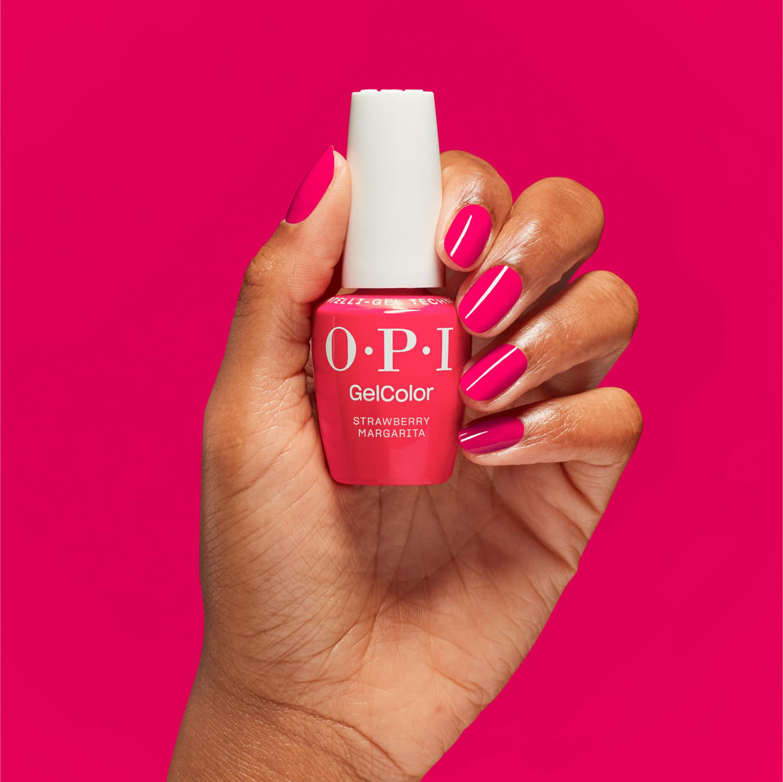 OPI GelColor Strawberry Margarita | Opaque Bright Pink Crème UV Cure Gel Nail Polish | Vegan & HEMA Free, Long Lasting, High Shine