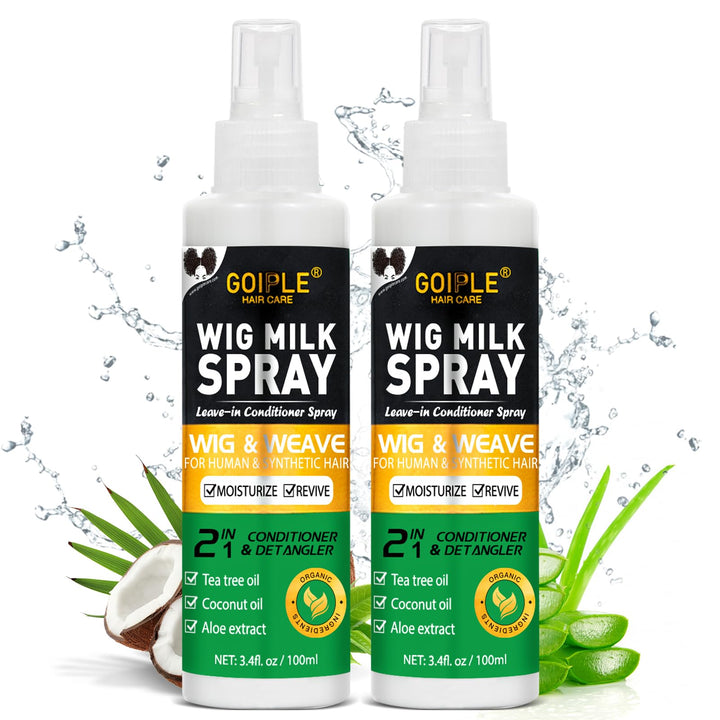 Wig Milk Spray Wig Spray for Synthetic Hair, Leave-In Conditioner Spray for Hair Wigs, Conditioner & Detangler 2 in 1 Moisturize Spray, Hydrates & Replenishes Synthetic Wigs Easy Combing (3.4 fl oz)