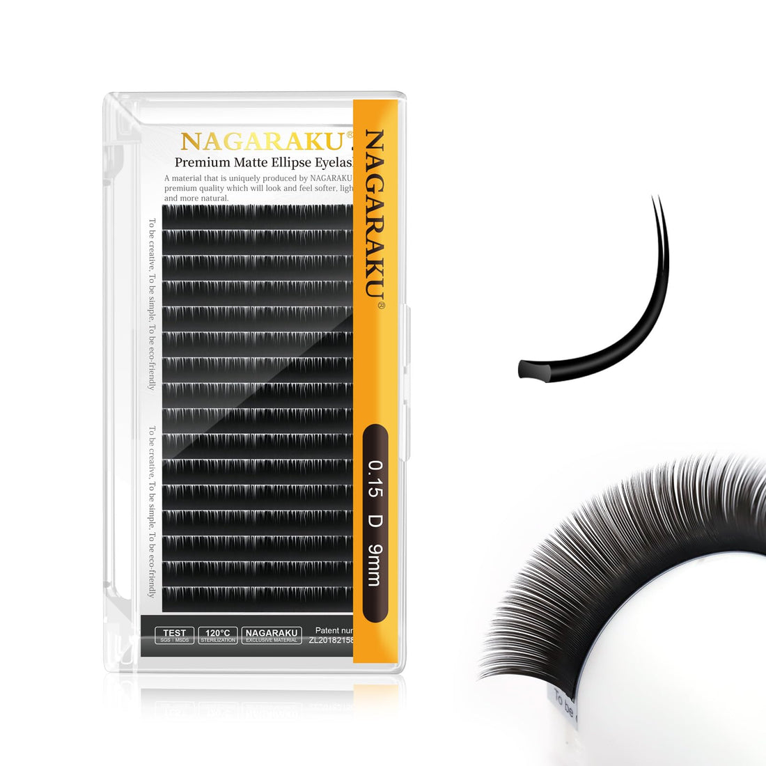 NAGARAKU Ellipse Eyelash Extensions Flat Split Tips Individual Lash 0.15mm D curl 9mm Matte Black Faux Mink Classic Lash Supplies