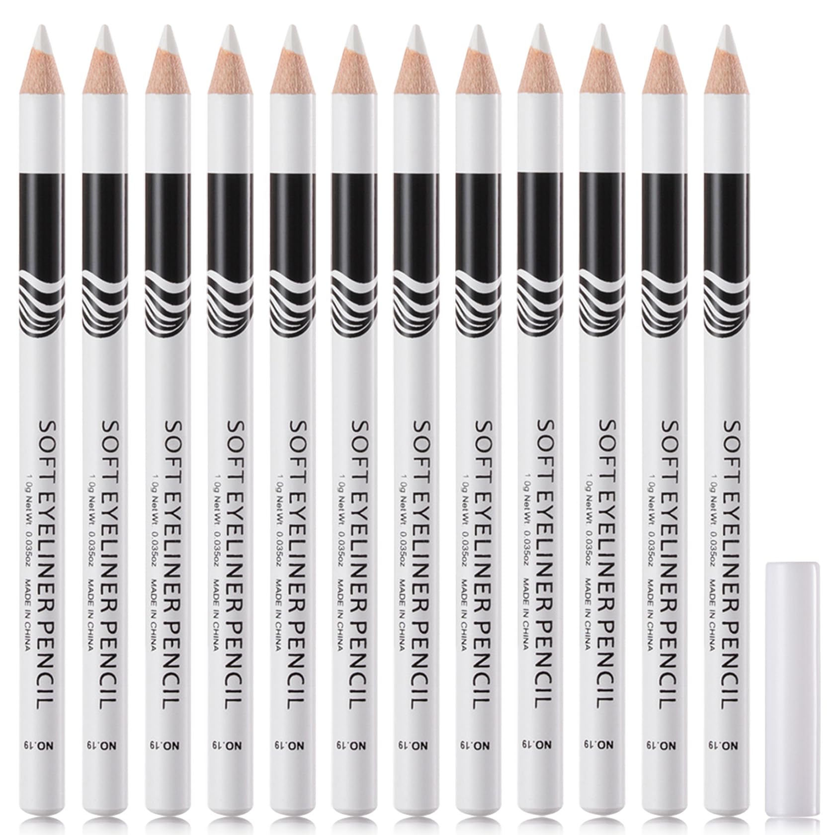 WENJLYJ 12 PCS White Eyeliner Pencils,Professional Long Lasting Waterproof Makeup Pencils,Highly Pigmented Inner Corner Eye Highlighter Eyeliner Pencil White Eye Liner Pen Sets for Women