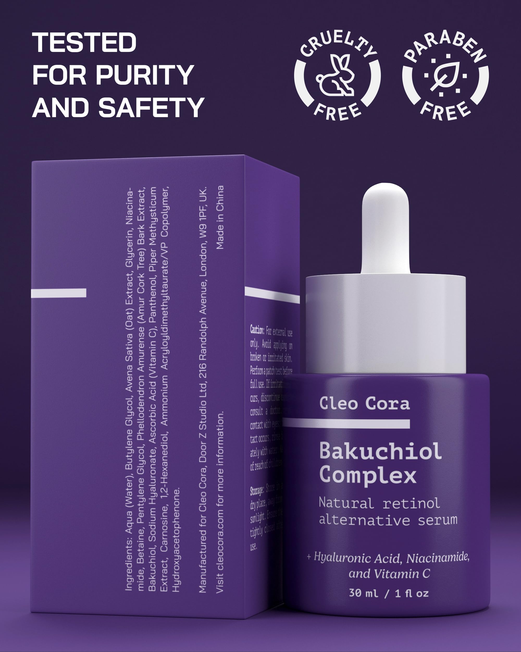 Bakuchiol Retinol Serum - Anti Aging Serum for Face & Eyes - Korean Skincare Retinol Alternative - Fine Lines & Wrinkles - Rejuvenation Facial Skin Care Booster - Bakuchiol Niacinamide Hyaluronic Acid