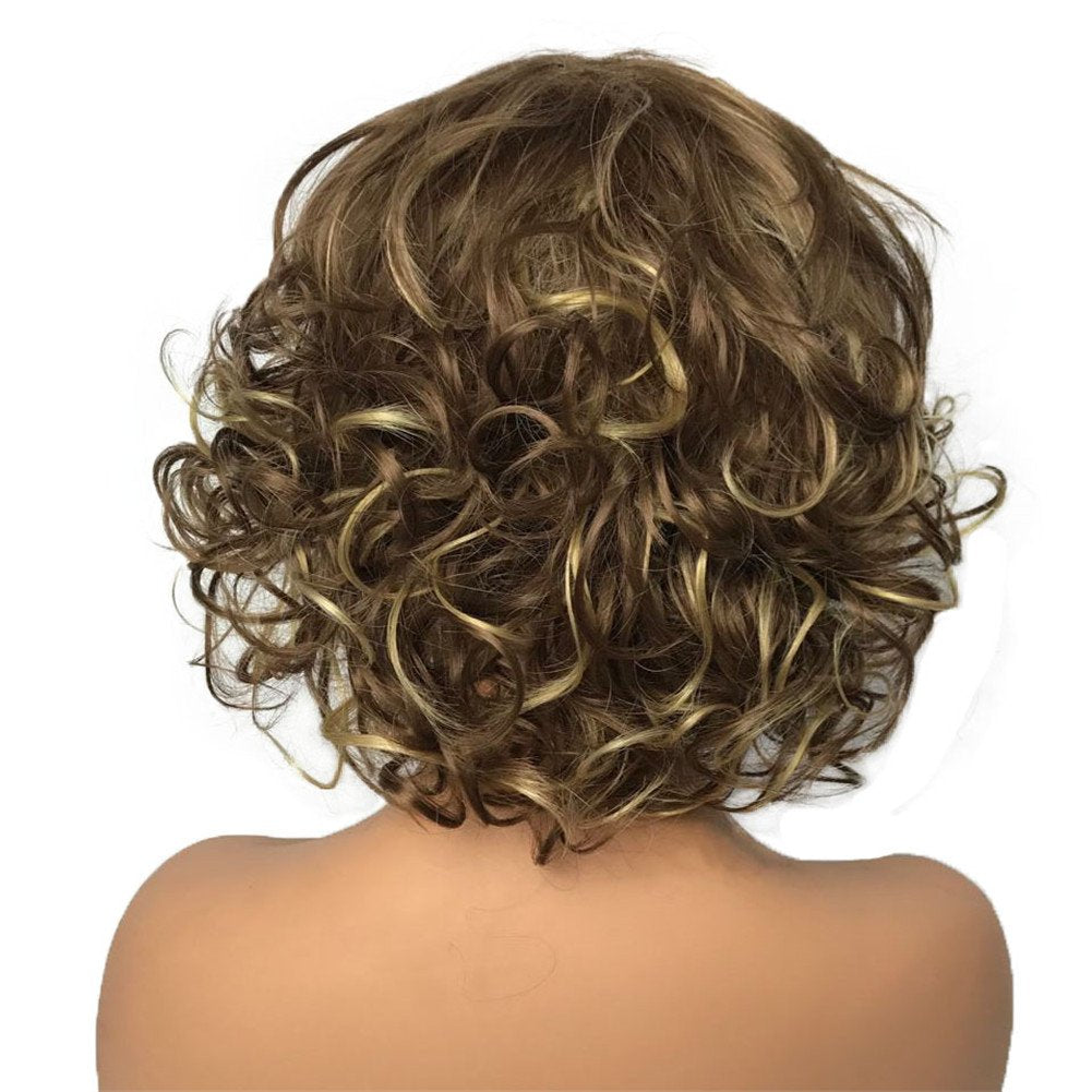 Aimole Short Curly Hair Blonde/Auburn Natural Wigs Women Synthetic Capless Wig