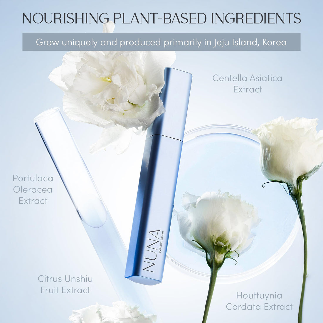 NUNA Eyelash Growth Support Serum 6ml – Eye Lash and Eyebrow Enhancing Serum for Women & Men with Biotin - Korean Multi Peptide & Natural Extracts – Promotes Fuller and Longer Lashes - 6 Month Supply