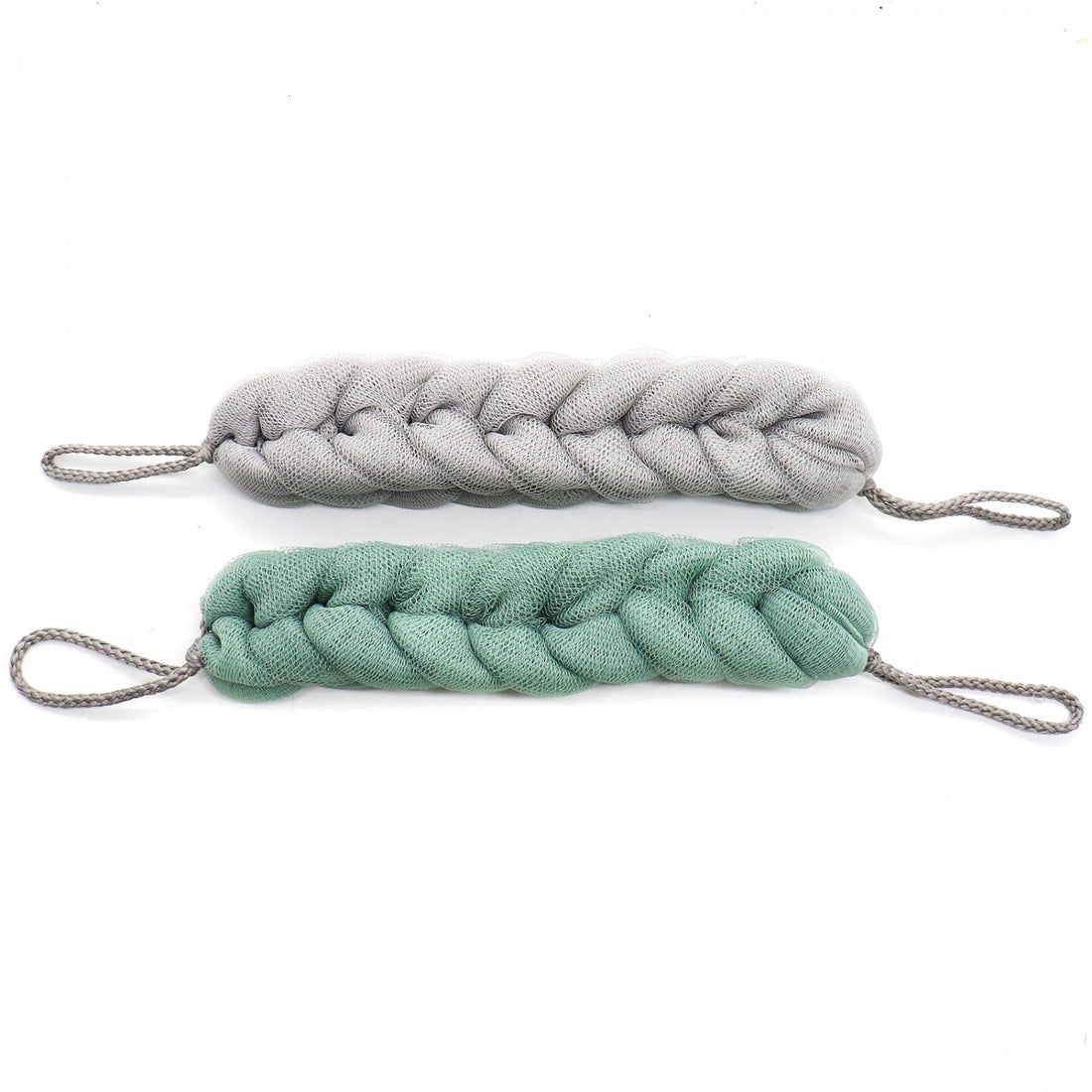 Huele 2 Pcs Exfoliating Bath Sponge Shower Pouf Loofah Back Scrubber Mesh Strap Skin Washer With Rope Handles