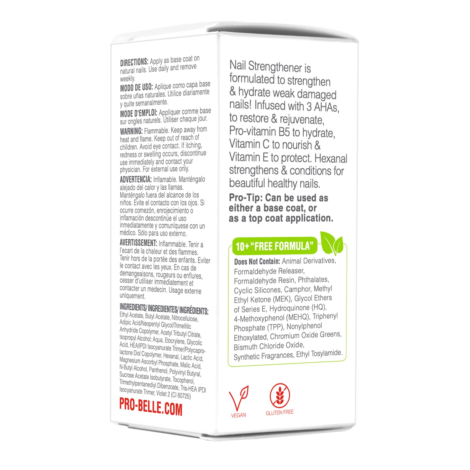 Probelle Nail Strengthener, Strengthens and Improves nail growth. Formaldehyde Free Formula, 0.5 oz