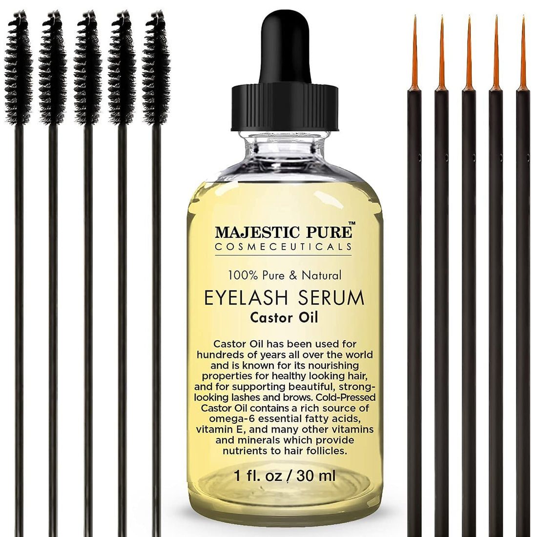 Majestic Athletic Castor Oil for Eyelashes Growth Serum, and Organic and Provides Natural Eyebrows (1 fl oz)