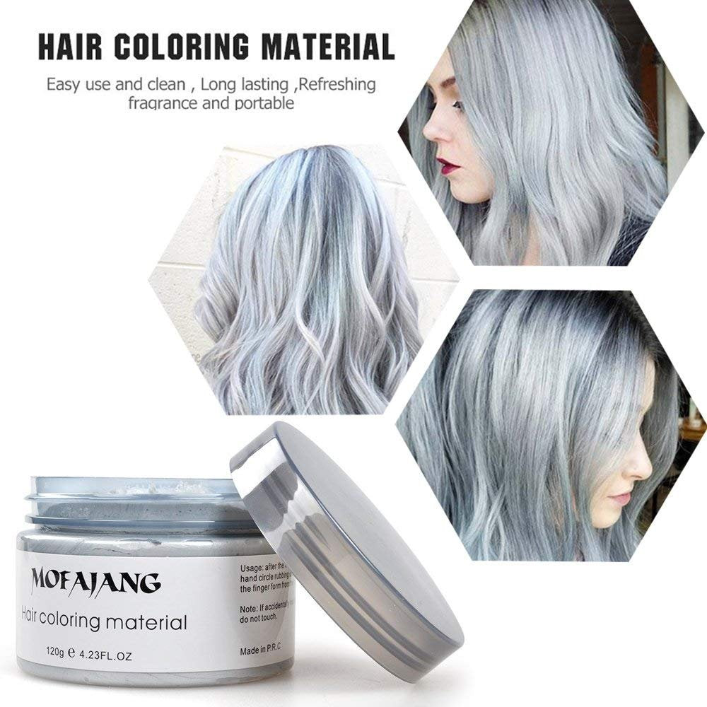 MOFAJANG Unisex Hair Wax Color Dye Styling Cream Mud, Natural Hairstyle Pomade, Washable Temporary,Party Cosplay (Ash Matte Grey)