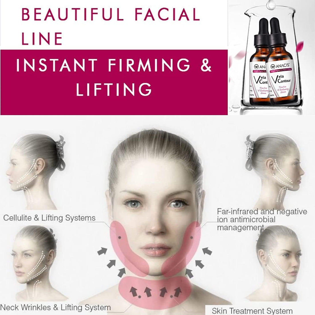 Vela Contour Double Chin Reducer Neck Line Face Lift Slim (Serum Cream Belt)