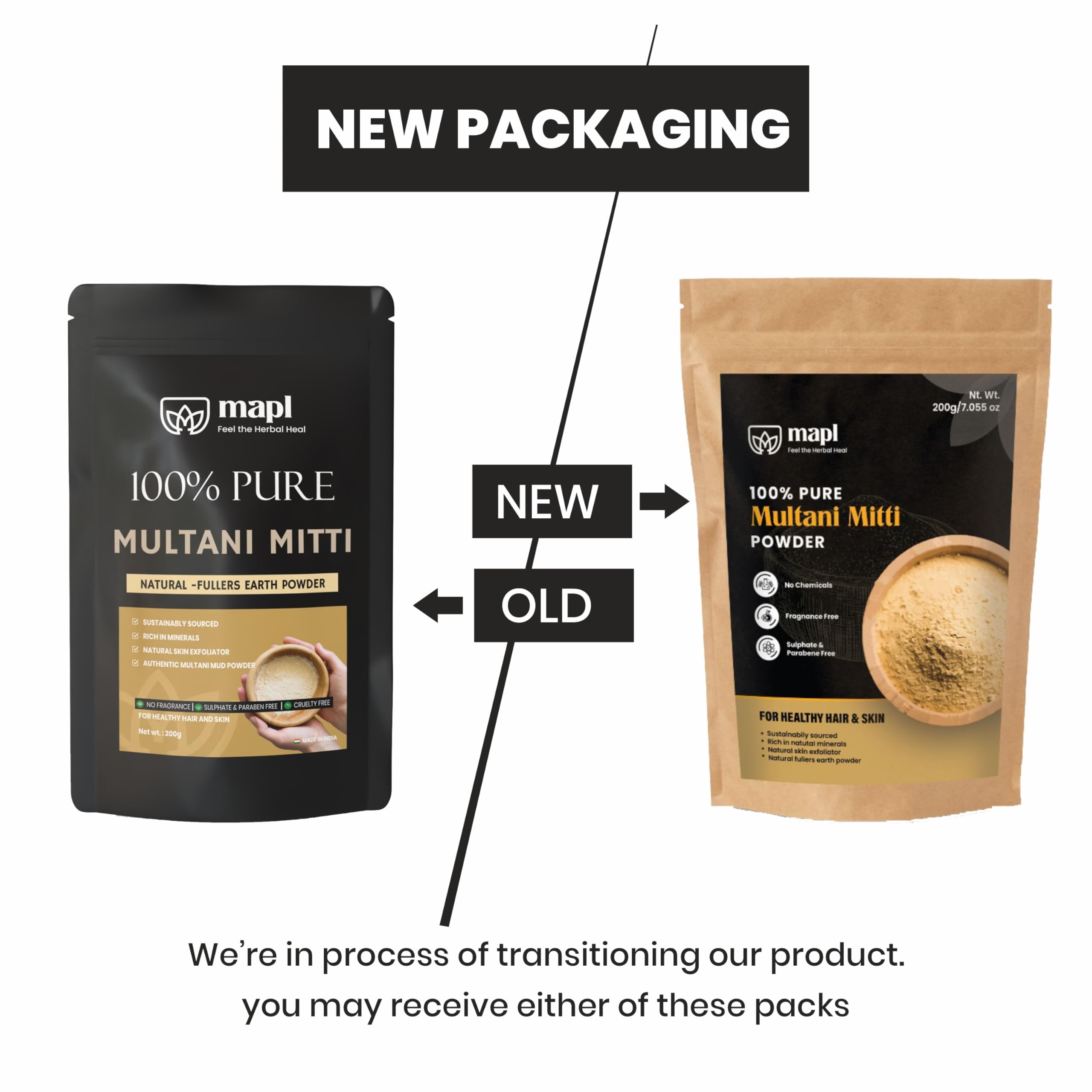 MAPL Multani Mitti Powder Fuller's Earth Clay | 100% Healing Clay for Skin Cleansing, Face Masks, Body Scrubs | Natural Calcium Bentonite Clay | Herbal Face Pack for All Skin Types | 7.05 oz (200g)