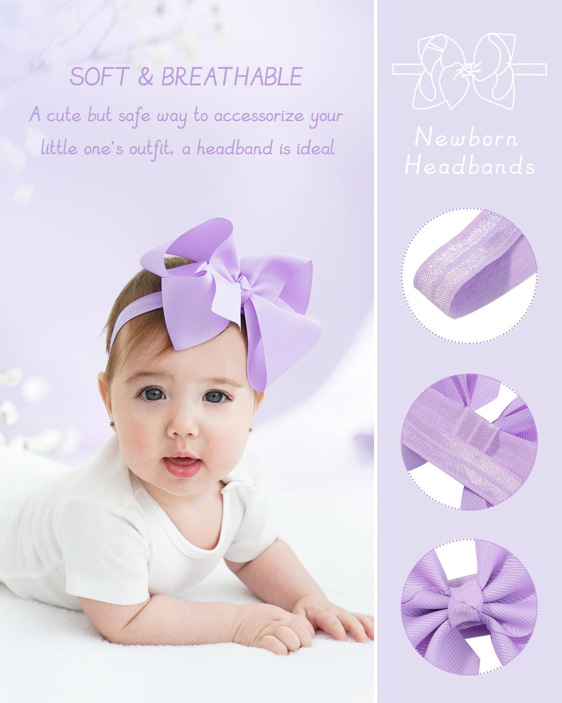 jollybows 20pcs Baby Girls Grosgrain Ribbon Hair Bows Headbands 6 Elastic Hair Band Hair Accessories for Infants Newborn (Multicoloured 6“ Bows Elastic Headband)