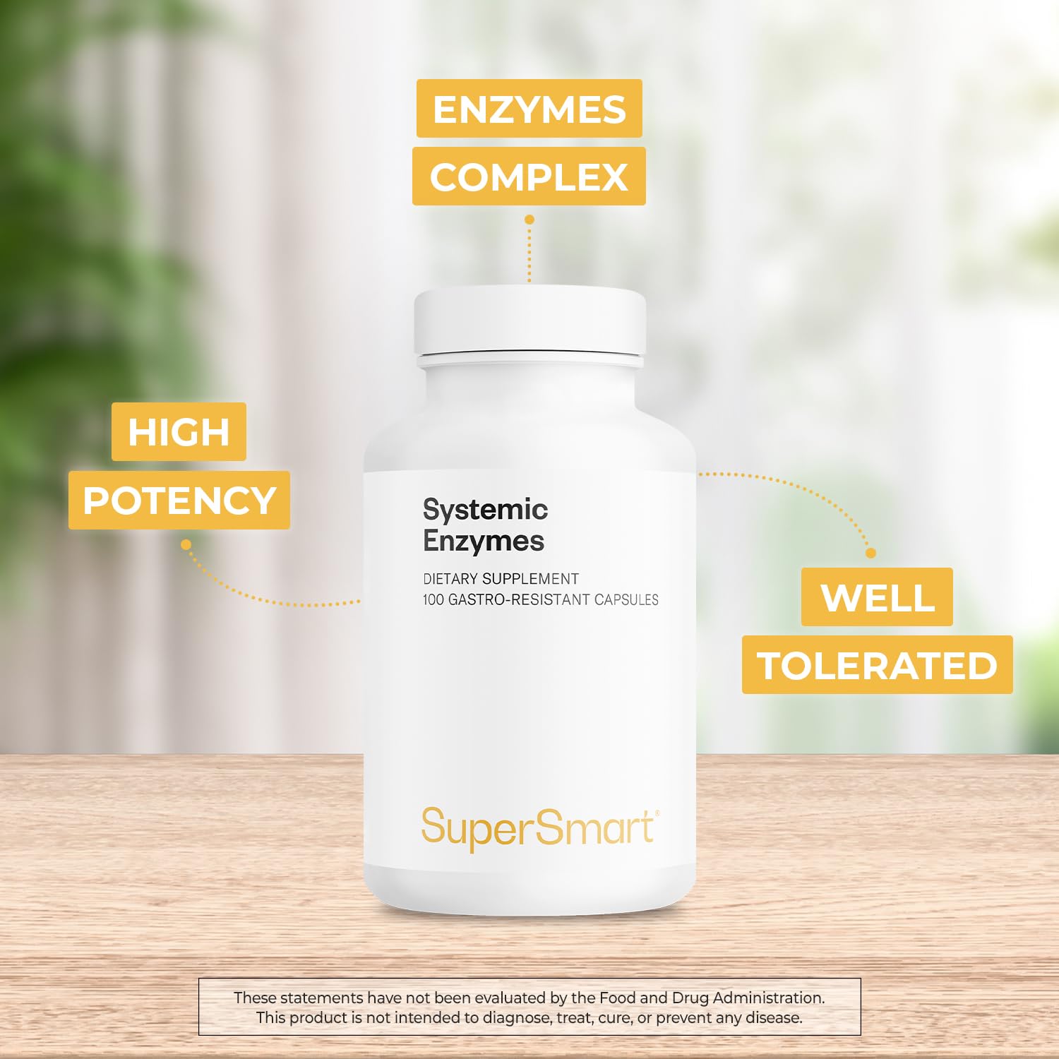 Supersmart - Systemic Enzymes (High Potency) - with Bromelain, Protease, Lipase, Trypsin, Chymotrypsin, Peptidase, Pancreatin - Proteolytic Enzymes Complex | Non-GMO & Gluten Free - 100 DR Capsules
