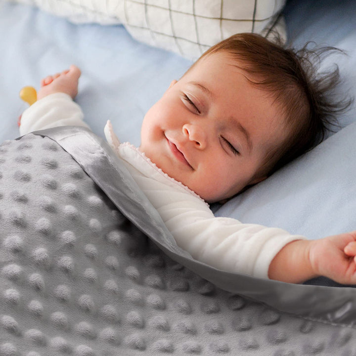 Pro Goleem Grey Baby Soft Minky Dot Blanket with Silky Satin Backing Baby Gifts for Girls and Boys (Gray, 30’’ x 40’’)