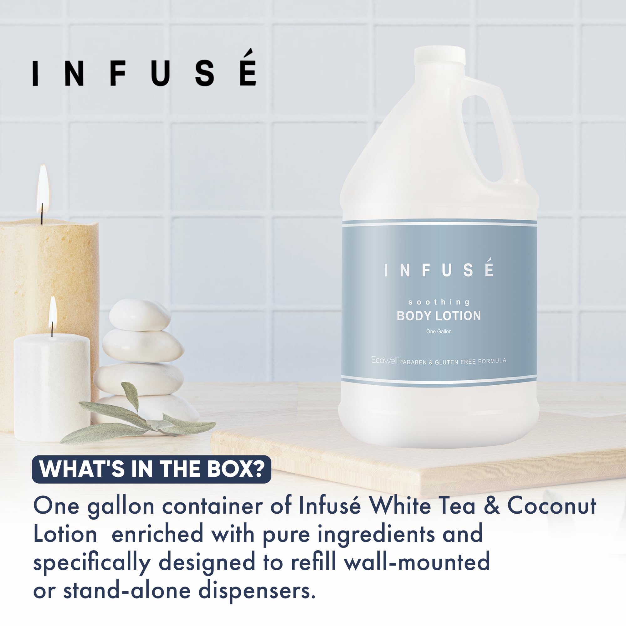 1-Shoppe All-in-Kit H2O Tropical Infuse Hotel Body Lotion | 1 Gallon | For Hospitality & Vacation Rentals to Refill Dispensers | (Single Gallon)