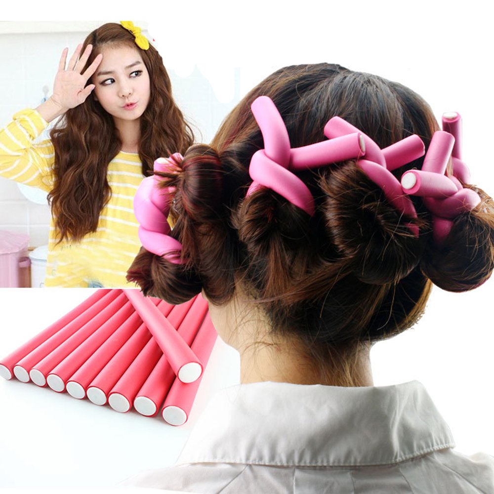 Pinkiou 42 Pieces 7 Sizes Flexible Curling Rods Twist-flex Rods Flex Hair Curler Roller Set Hair Foam Curler Roller Set(Random Color)