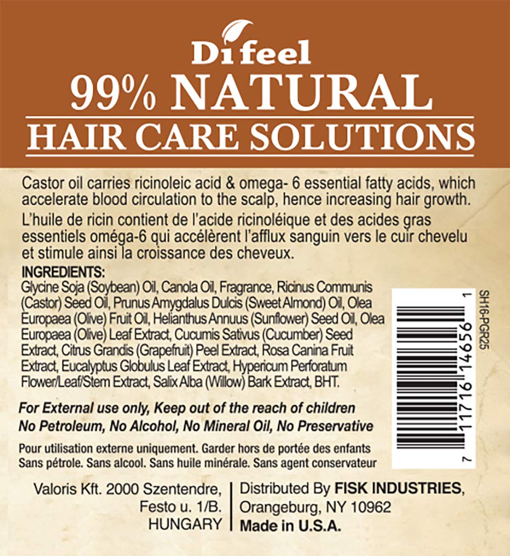 Difeel 99% Natural Hair Care Solutions, Pro-Growth, 2.5 Ounce