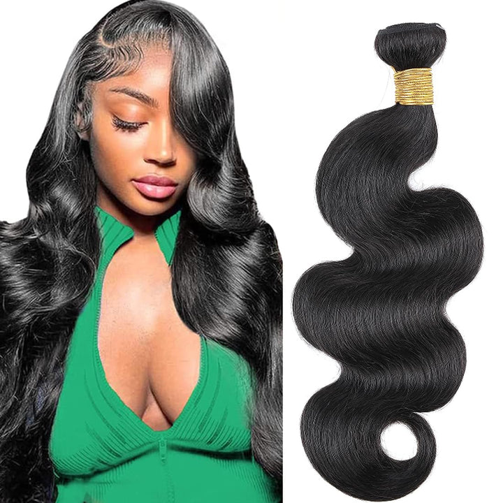 AUTTO Hair Unprocessed Brazilian Virgin Hair Body Wave Hair One Bundle 22inch Virgin Human Hair Weave Weft Extension Natural Black Color (100+/-5g)/pc Can be Dyed and Bleached