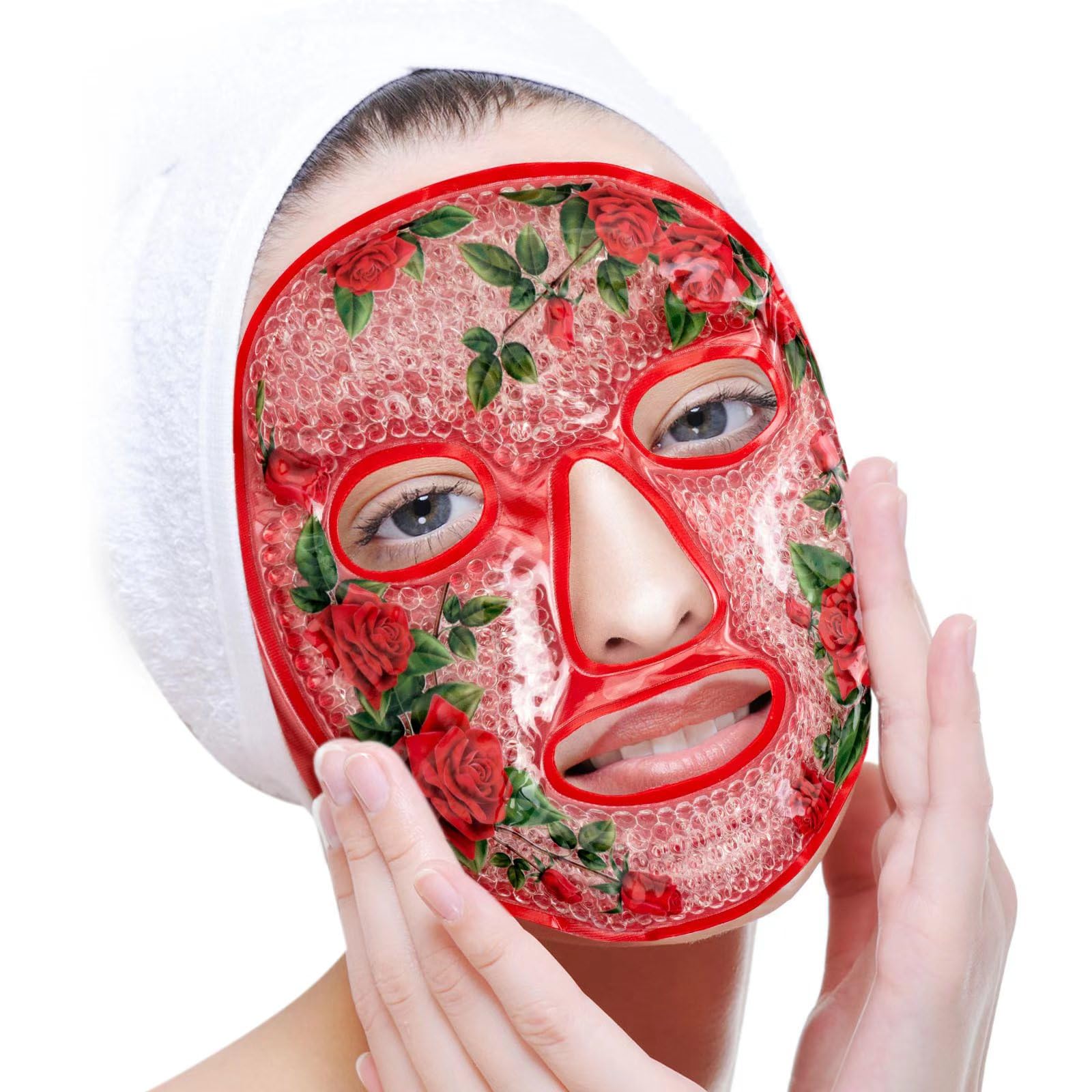 LEOSTEP Cooling Face Mask lce Face Mask Gel Beads Hot Cold Compress Pack Frozen Face Masks for Sleeping,Pressure,Puffiness,Headaches