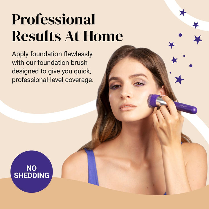 Keshima Large Flat Top Kabuki Foundation Brush - Neon Purple Premium Makeup Brush for Liquid, Cream, and Powder - Buffing, Blending, and Face - 1.6 Top Diameter