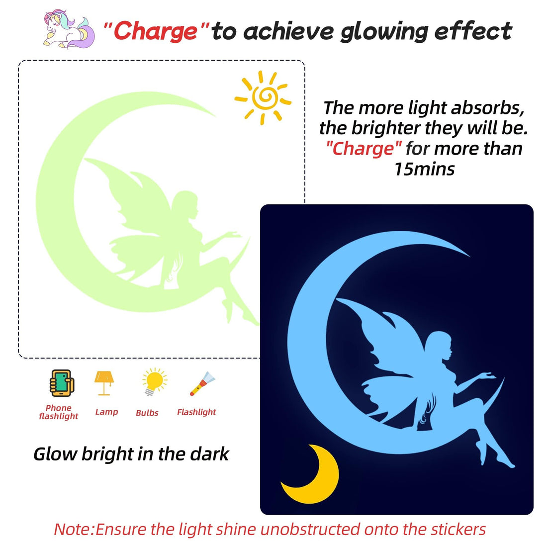 Glow in The Dark Stars for Ceiling,Unicorn Wall Decals Stickers Wall Decor for Girls Bedroom Luminous Glow Unicorn Stars Planet Ceiling Stickers for Baby Boys Kids Playroom Living Room Nursery