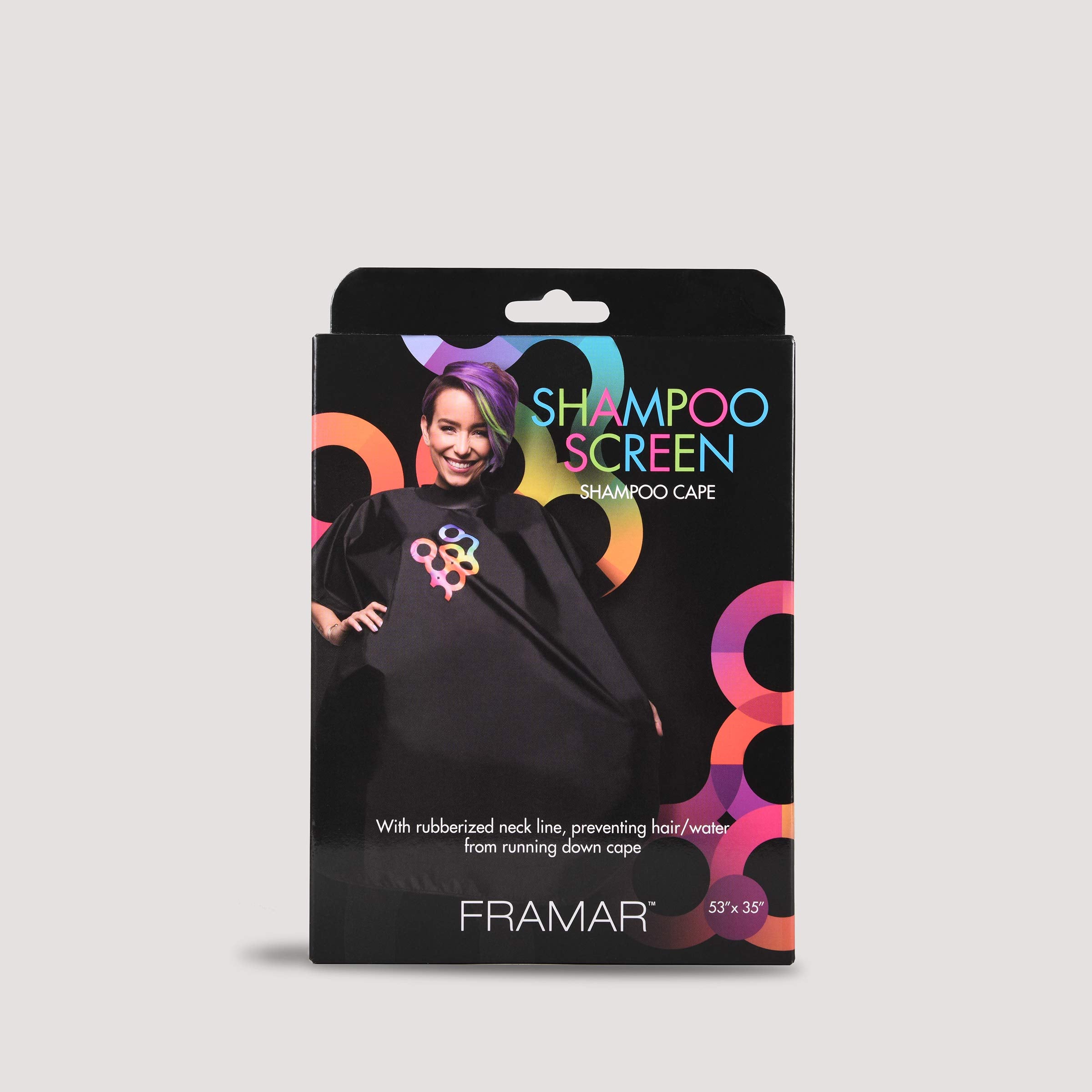 FRAMAR Framar Screen Salon Shampoo Cape with Water Resistant Surface for Hair Dye, Cosmetology Supplies and Hair Coloring
