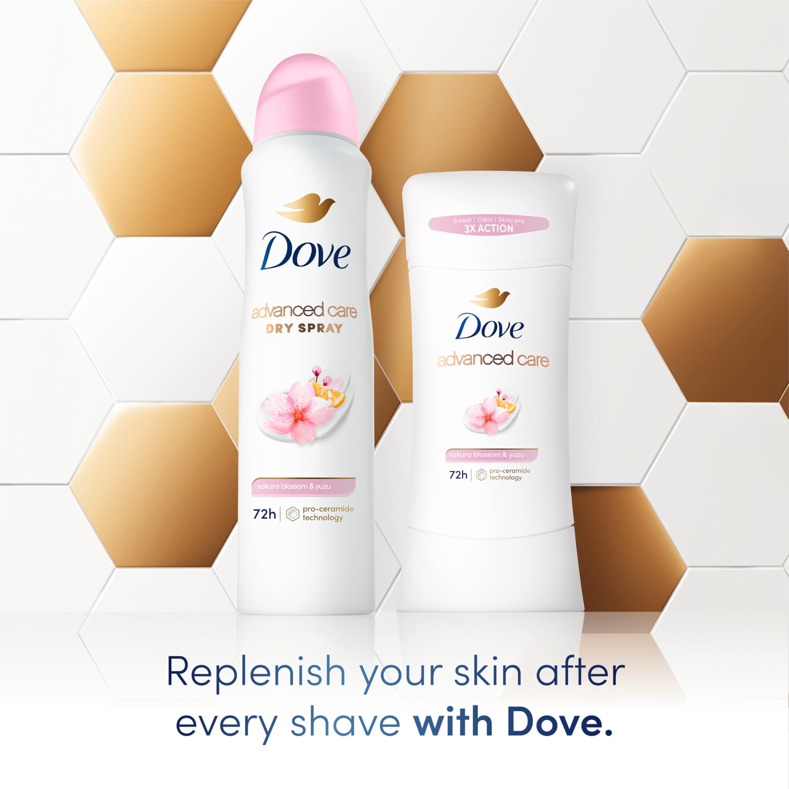 Dove Advanced Care Antiperspirant Deodorant for Women Sakura Blossom & Yuzu 3 pack 72 hour sweat and odor protection 2.6 oz