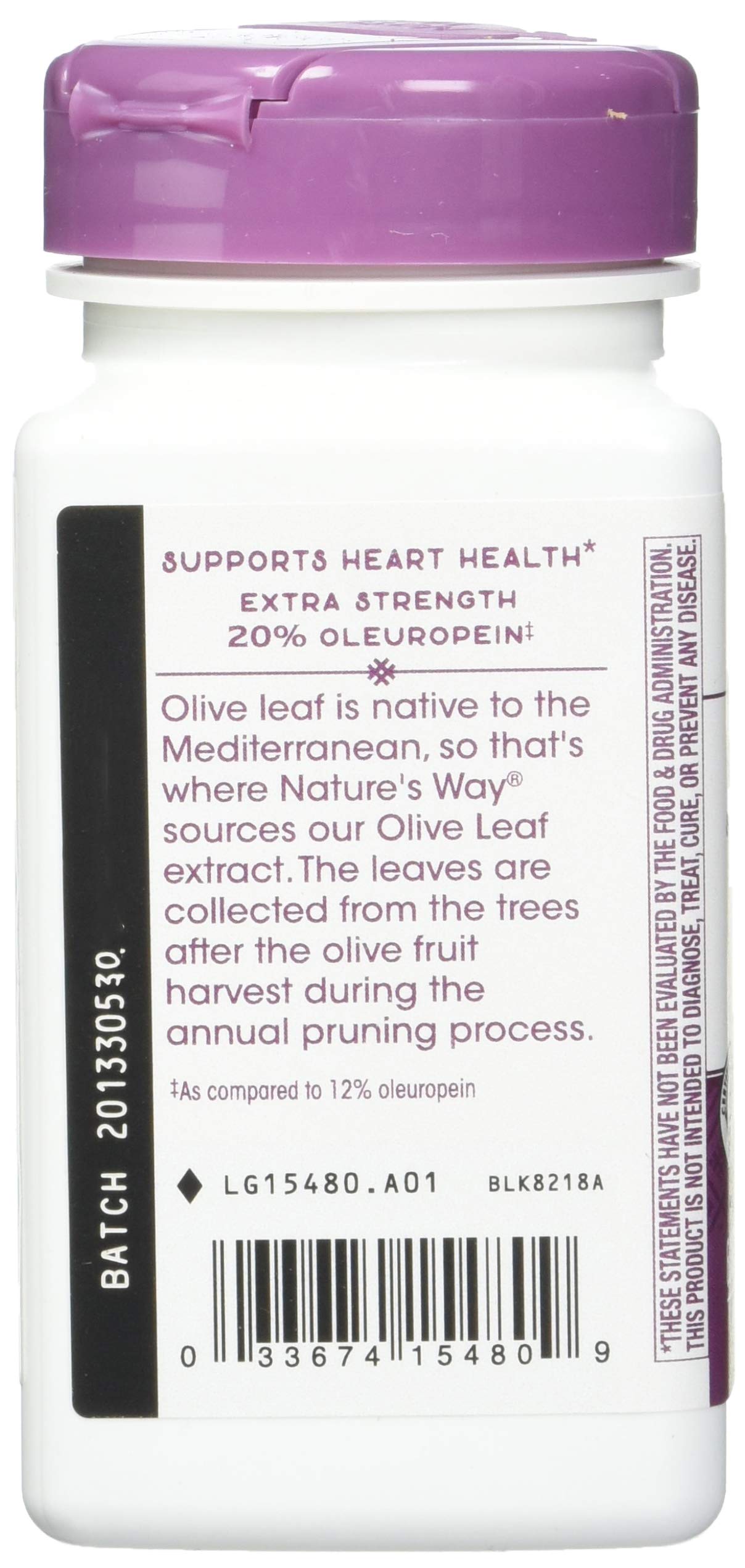 Nature's Way Nature's Way Premium Extract Standardized Olive Leaf 20% Oleuropein, 250 Mg Per Serving, 60 Vcaps, 60 Count (Pack of 12)