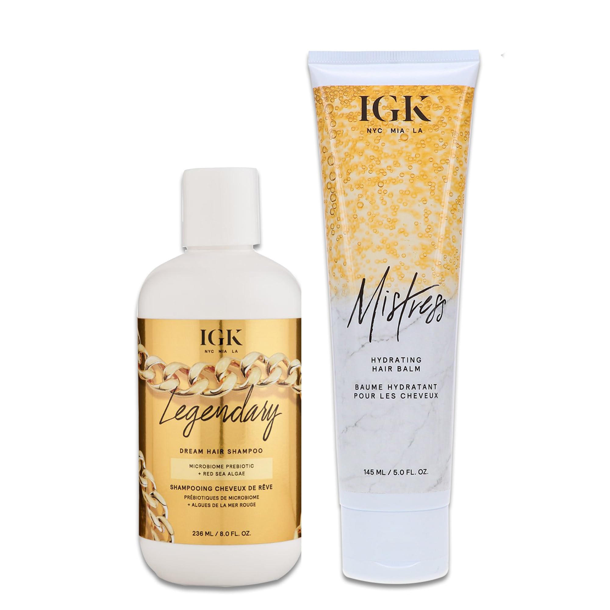 IGK LEGENDARY Dream Hair Shampoo (8 Oz) + IGK Mistress Hydrating Hair Balm (5 Oz) | Hydrated + Shine + Frizz Control | Vegan + Cruelty-Free |