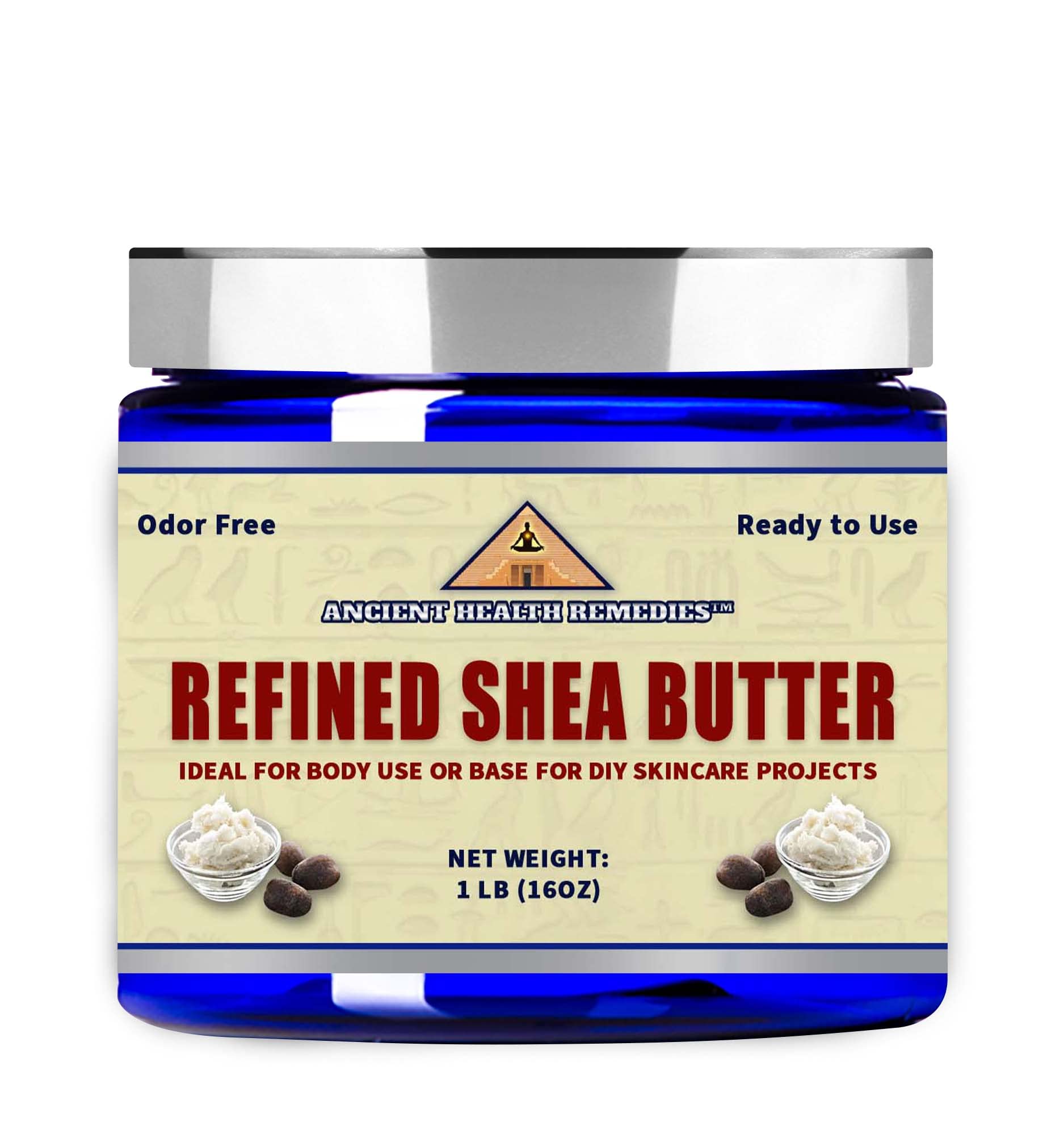 Naturally Refined AFRICAN IVORY WHITE SHEA BUTTER BLOCKS/JAR UNSCENTED Bulk Size for Anti Aging, Dry Skin, DIY Body Butter Recipes Base for Skincare, Babycare and DIY Soap Making Projects. (16 oz.)